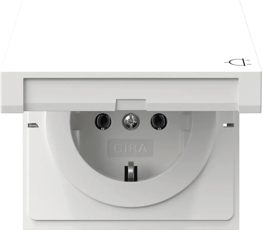 Gira Steckdose mit Klappdeckel Flächenschalter reinweiß glänzend 