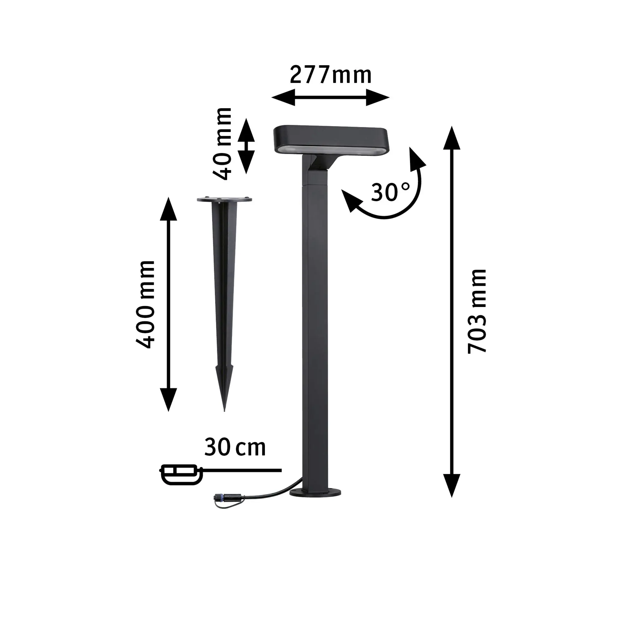Paulmann Plug & Shine Poller Ito Outdoor, anthrazit, dimmbar, warmweiß