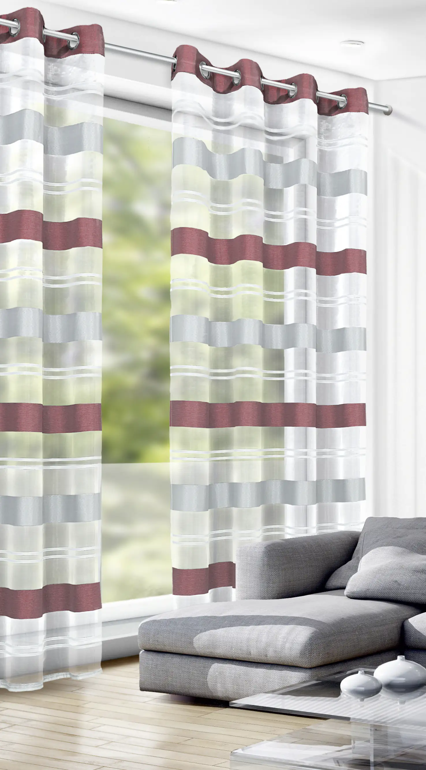 Neusser Collection Ösenschal Webstreifen rot, 135x245 cm