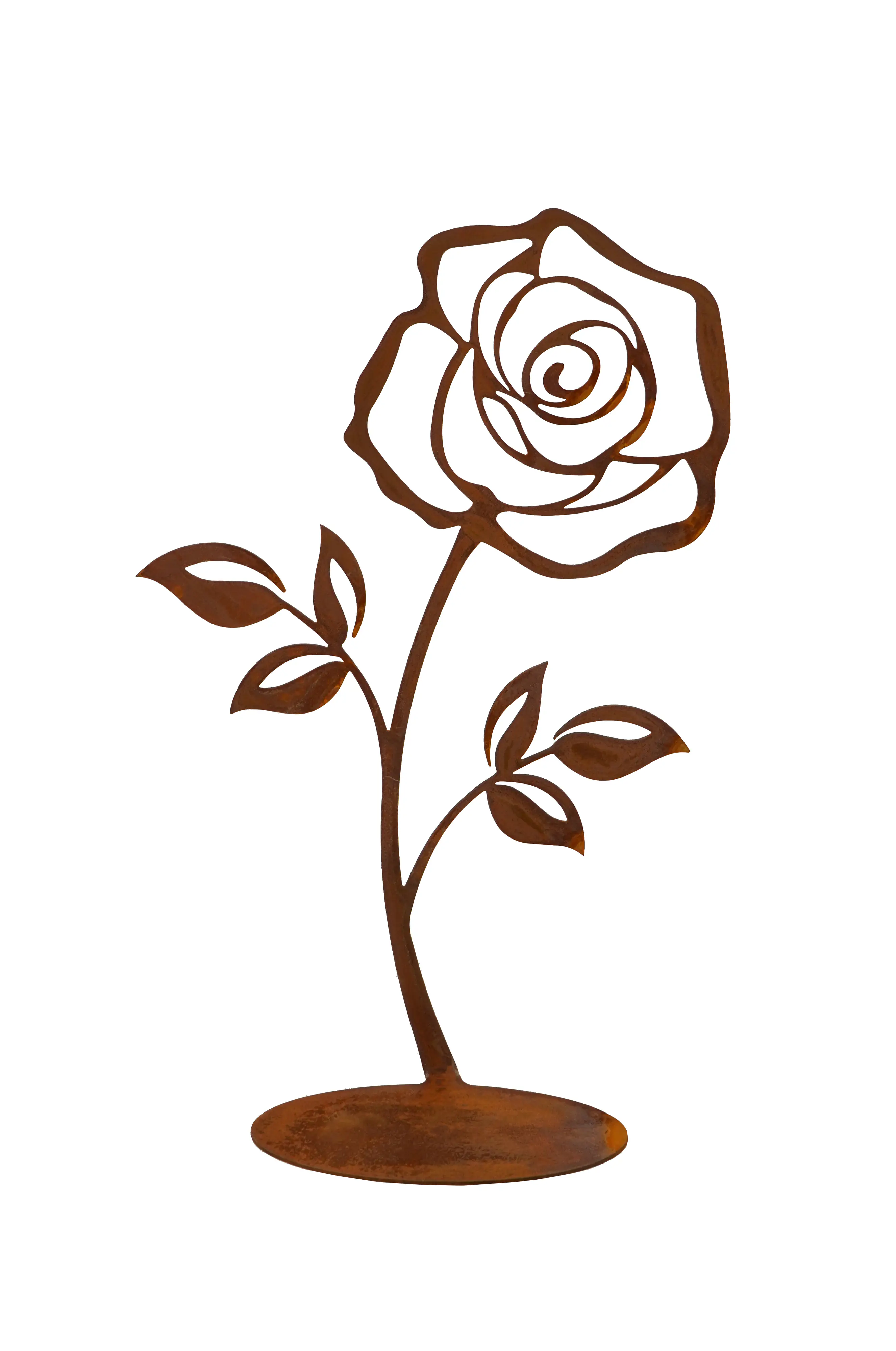 Badeko Dekofigur Rose auf Bodenplatte 20 cm rostbraun