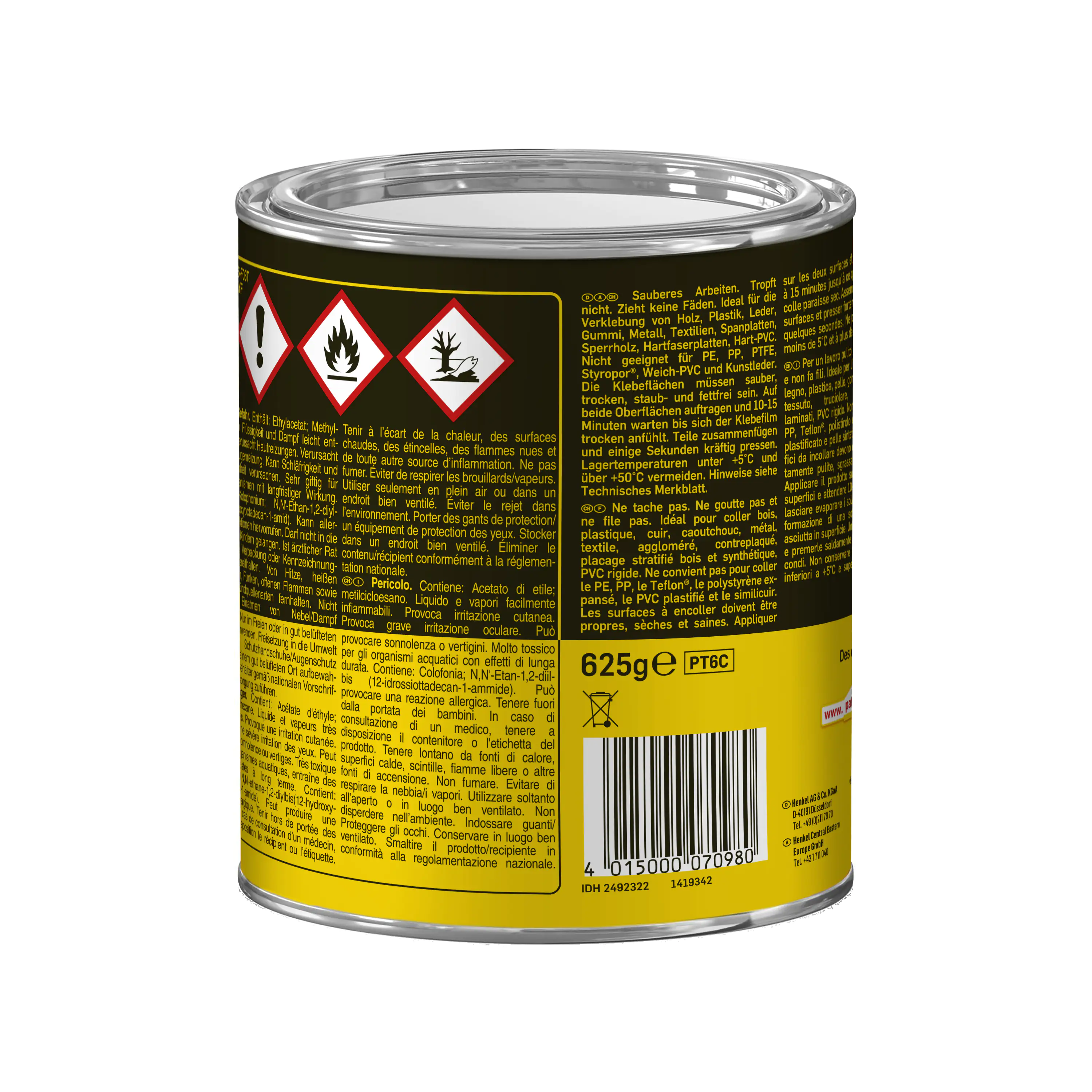 Pattex Kraftkleber Gel Compact 625 g Dose, gelblich