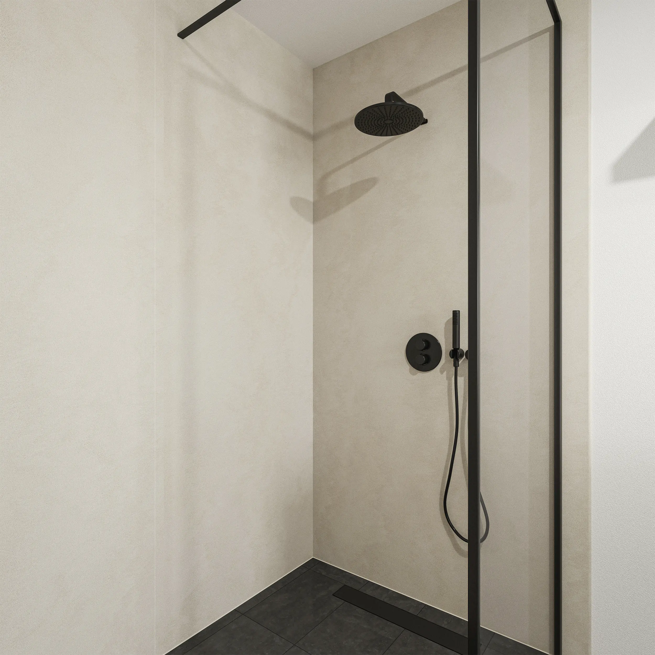 Wetwall Elite Duschrückwand Cream Stone 120 x 260 cm mit abgerundeter Abschlusskante