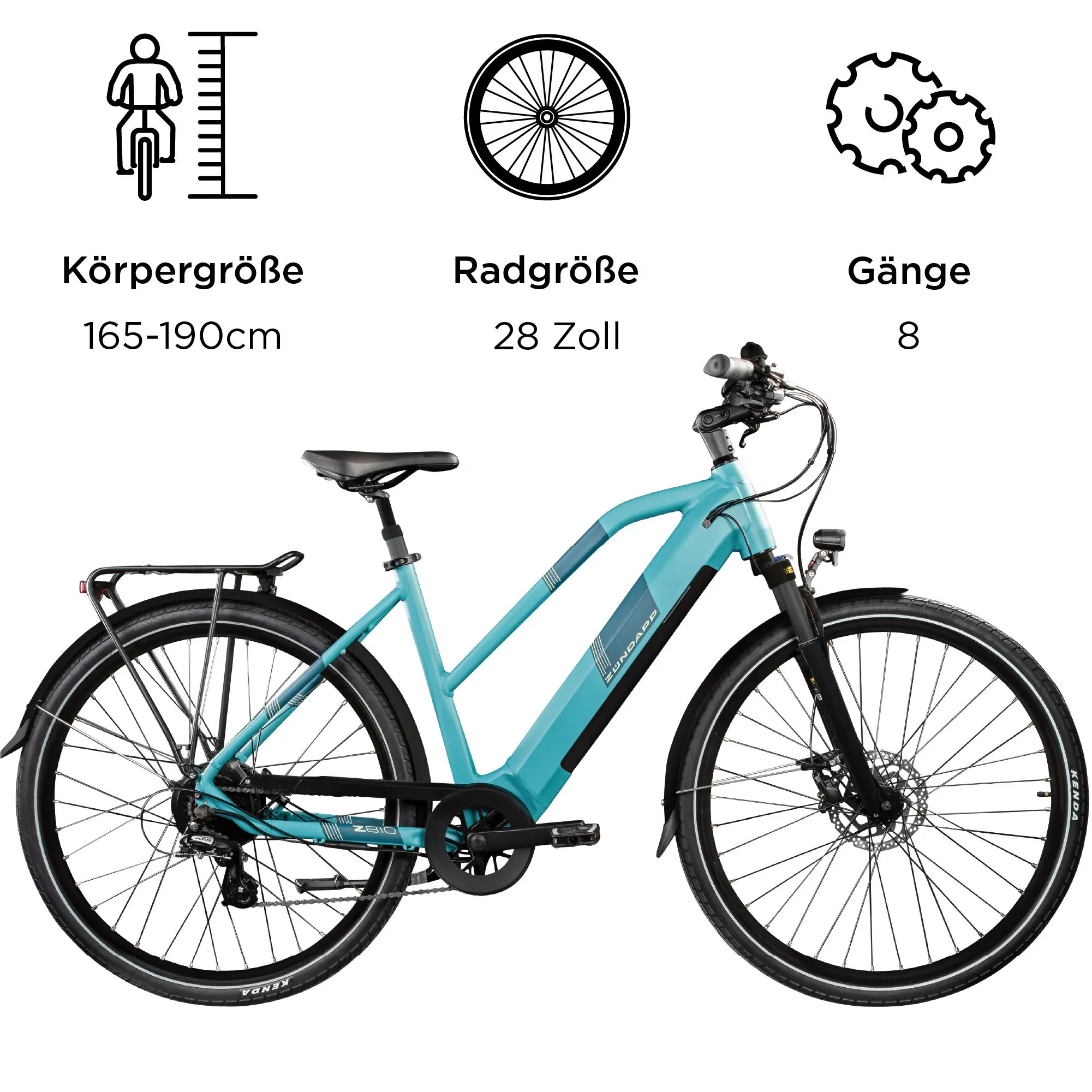 Zündapp E-Bike Z810 Trekking 28 Zoll 8-Gang 550 Wh türkisblau