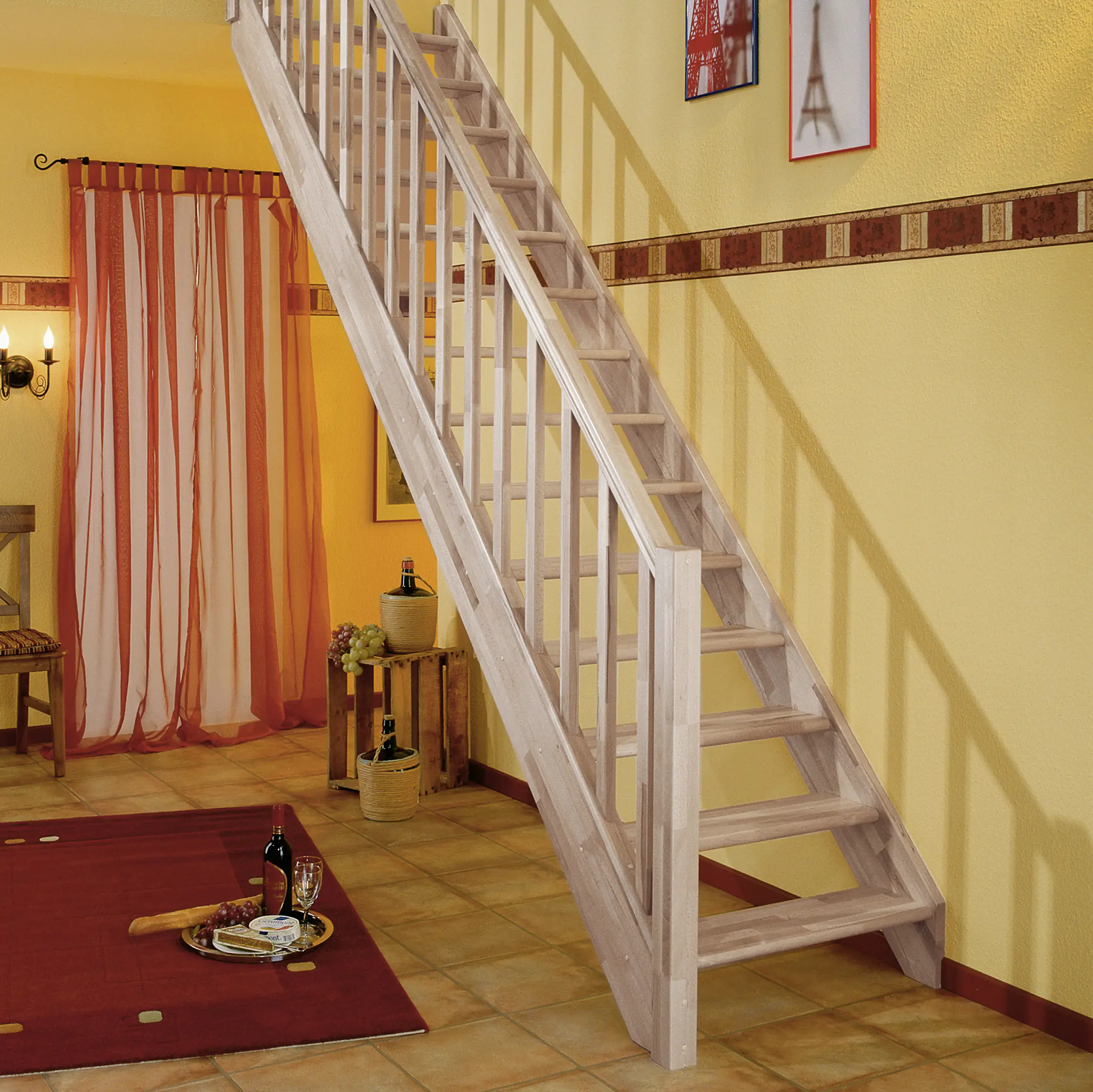 Dolle Raumspartreppen Paris gerade Buche versiegelt inkl. Geländer