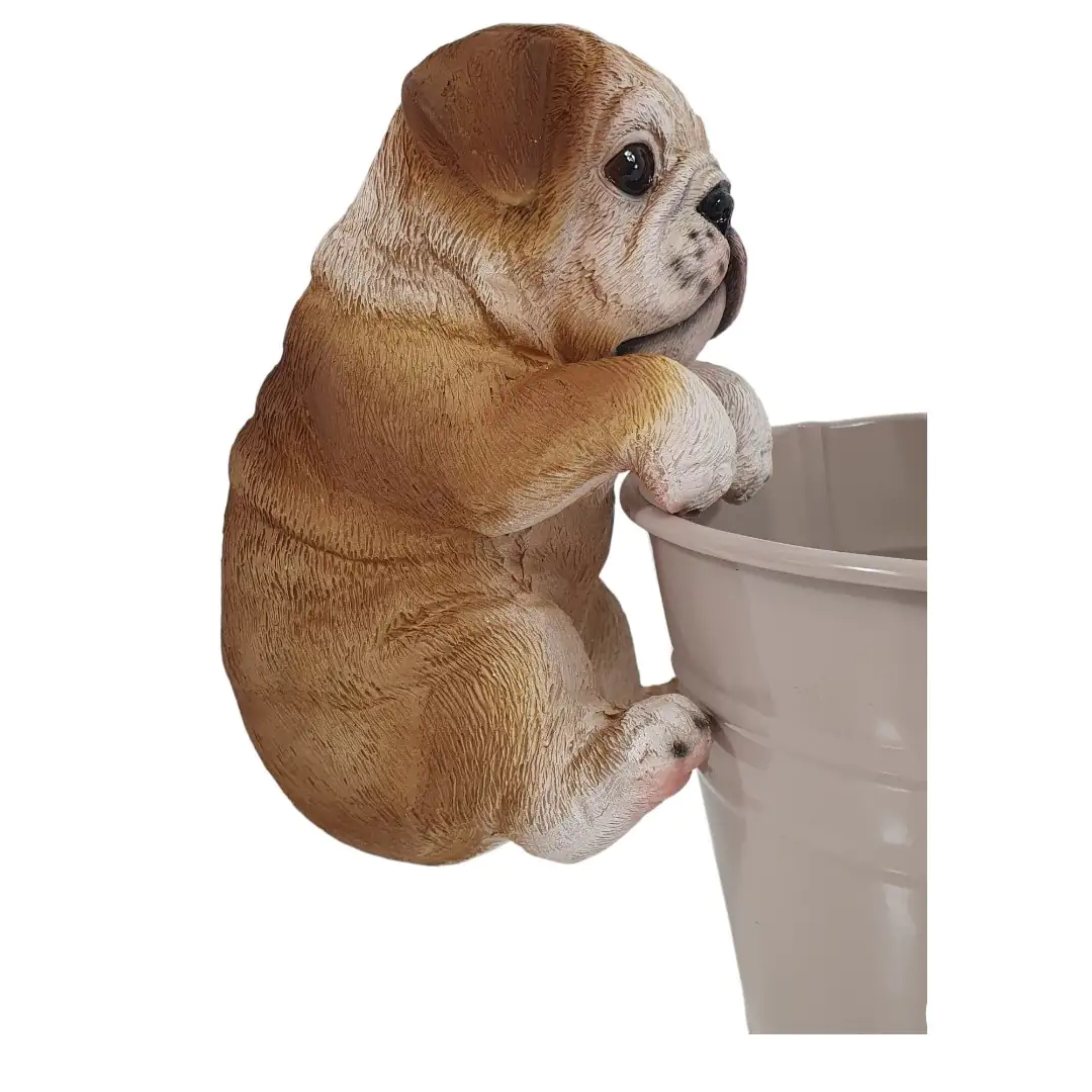 Dekofigur Bulldogge hängend 15 x 9,5 x 7,5 cm braun weiß