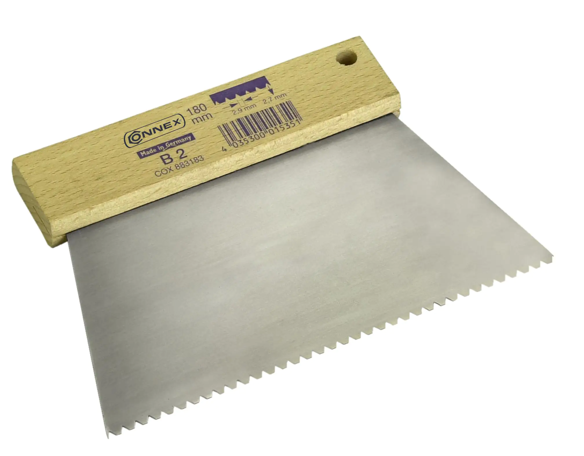 Zahnspachtel 180 mm Zahnung grob 3,6 x 3,4 mm