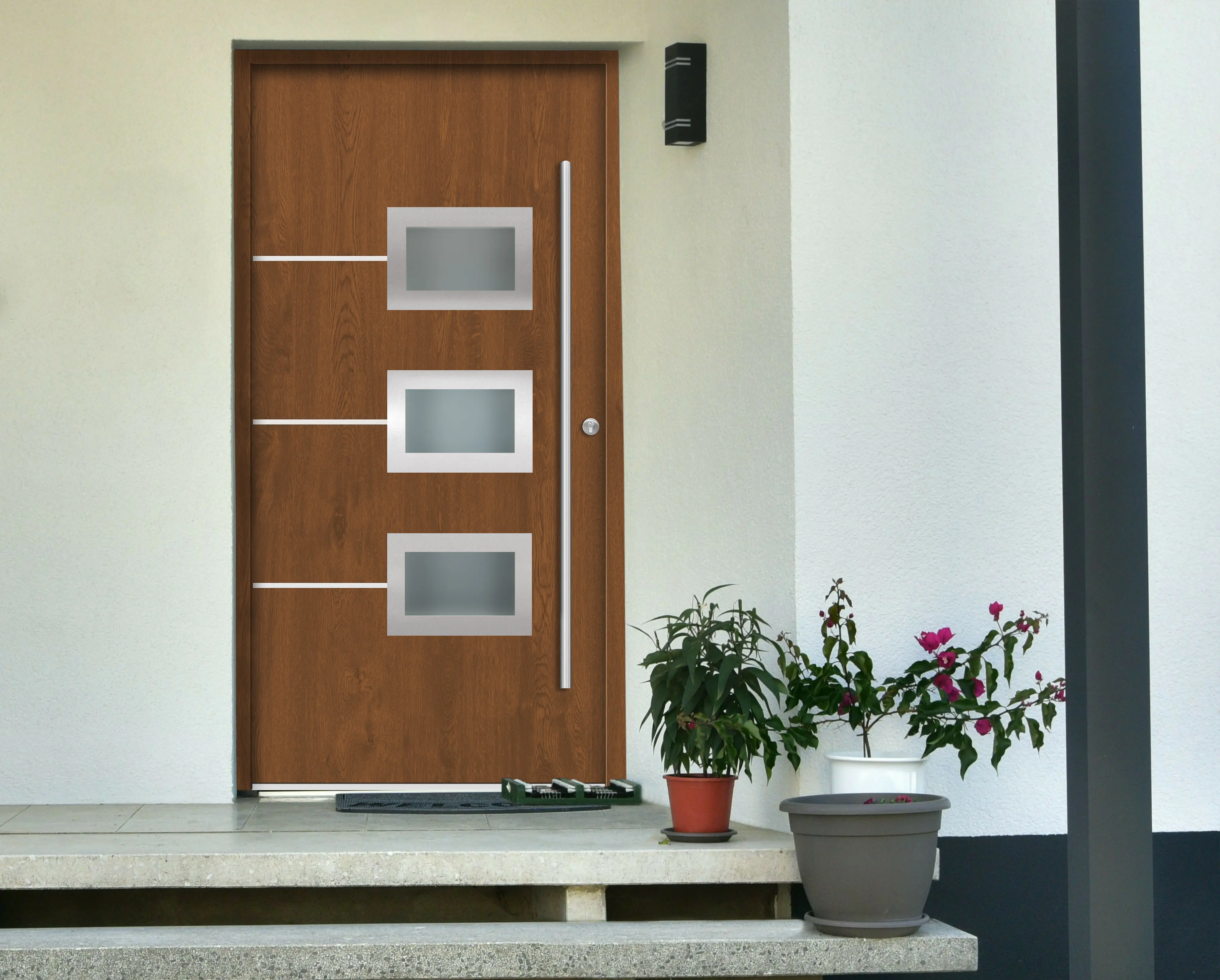 Splendoor Haustür Passivedoor Premium B03 Golden Oak DIN Rechts 100 x 210 cm
