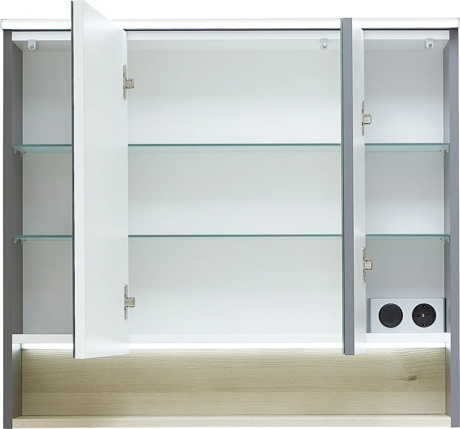 Pelipal Spiegelschrank Quickset 25-II LED-Kranzbeleuchtung Quarzgrau 80 cm