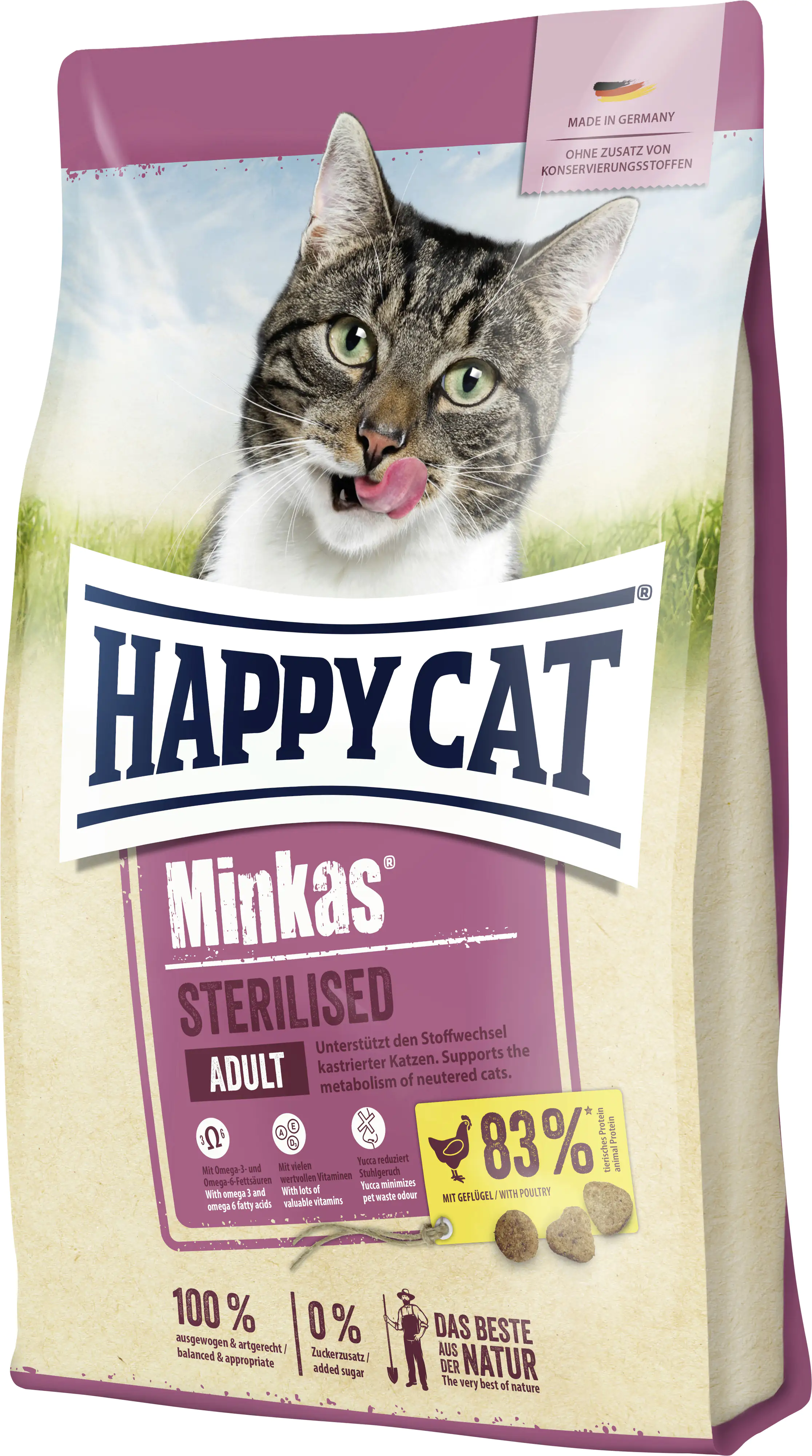HappyCat Katzenfutter Minkas Sterilised Geflügel 500 g