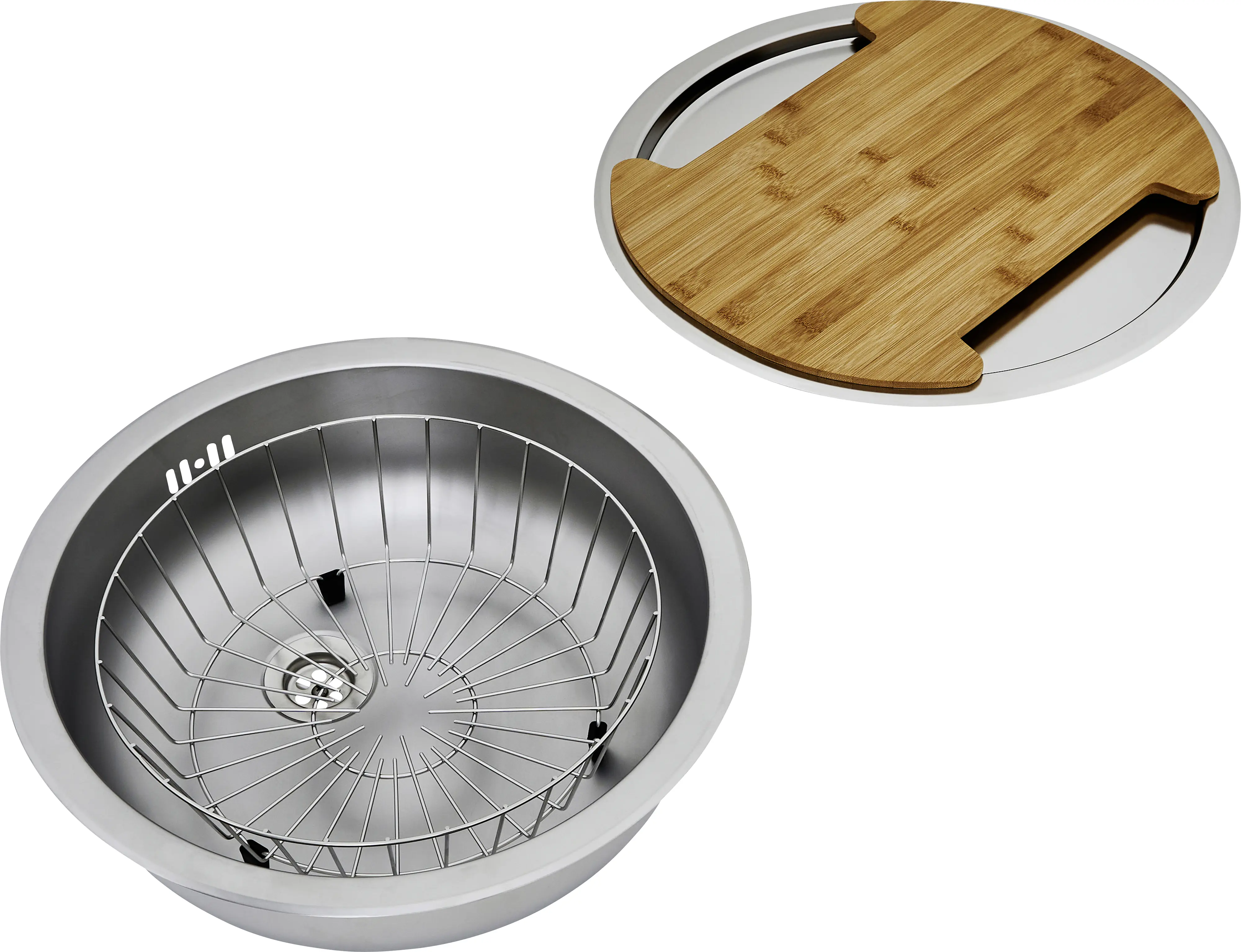 Respekta Rundbecken-Set Edelstahl Einbauspüle mit Geschirrkorb