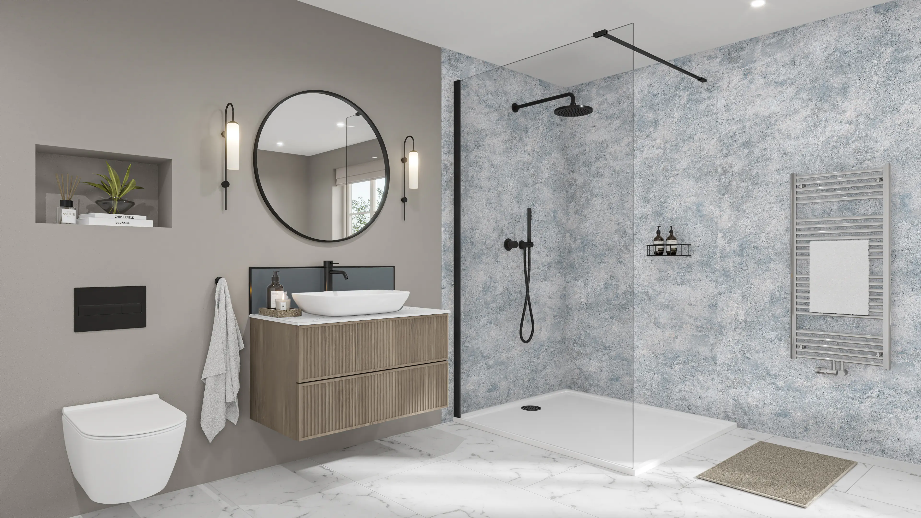 Wetwall Elite Wandpaneel  Caliza 16 x 242 cm mit abgerundeter Abschlusskante