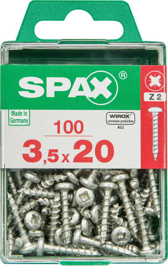 Spax Universalschrauben 3.5 x 20 mm TX 20 Rundkopf - 100 Stk. Spax Universalschrauben 3.5 x 20 mm TX 20 Rundkopf - 100 Stk.