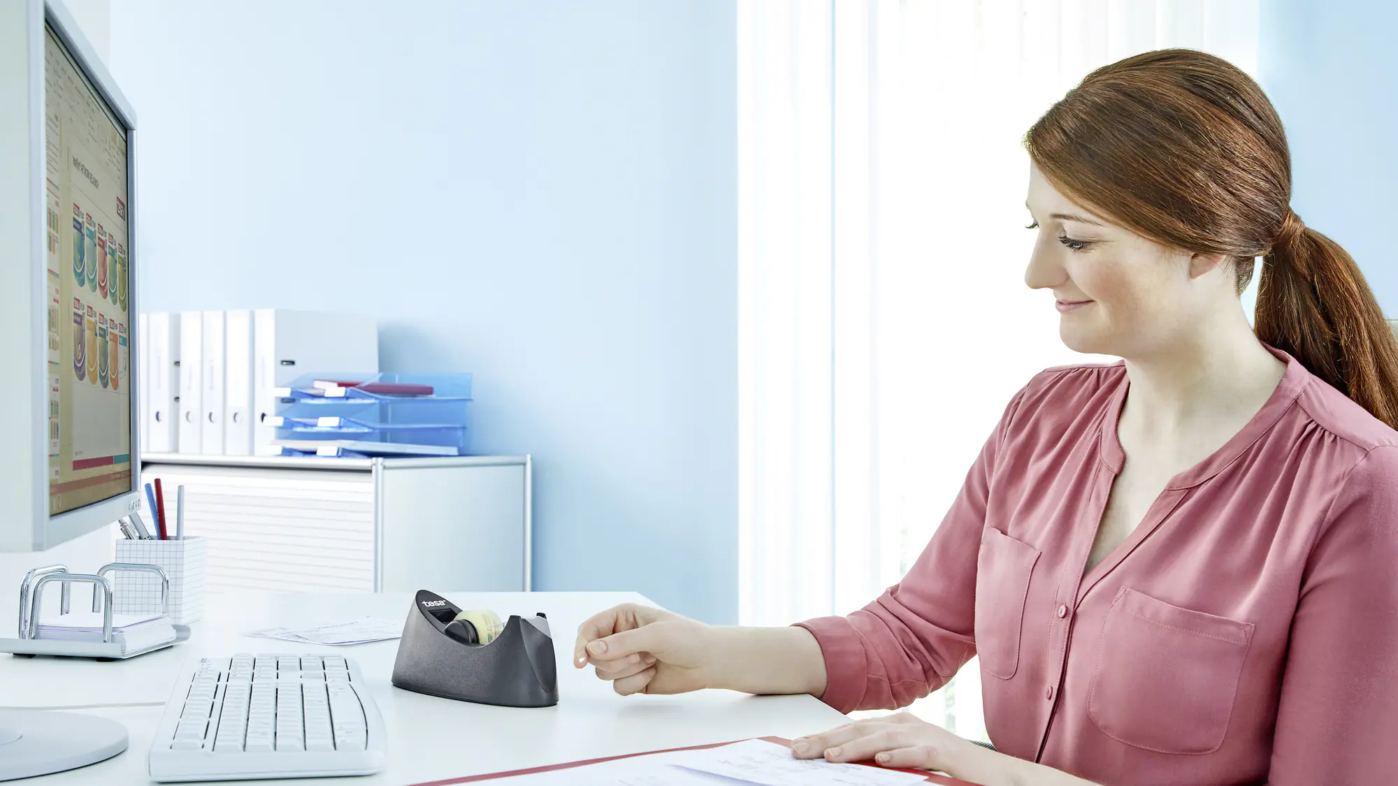 tesa Tischabroller Curve mit Klebefilm 10 m x 19 mm