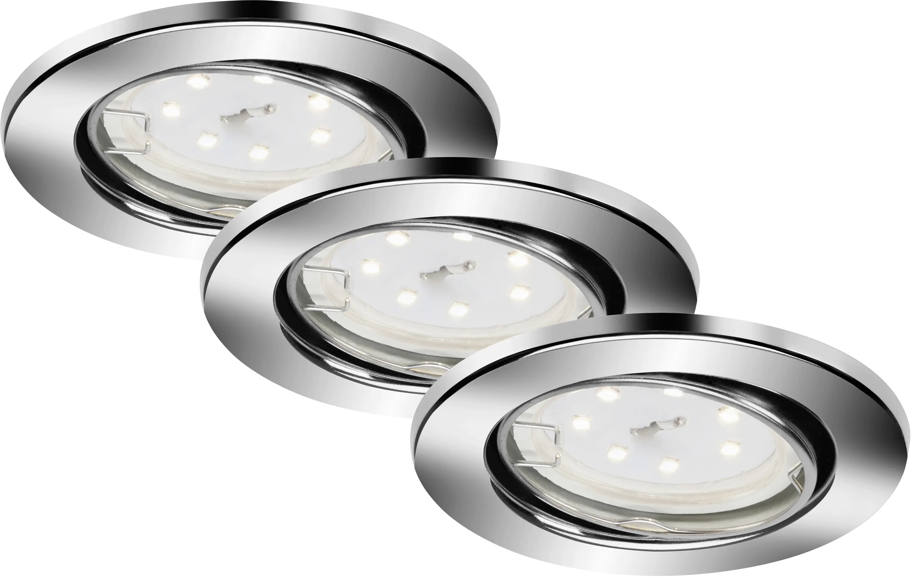 Briloner LED-Einbauleuchten GU10 Set 3 flg 3 x 3W, 250lm chrom