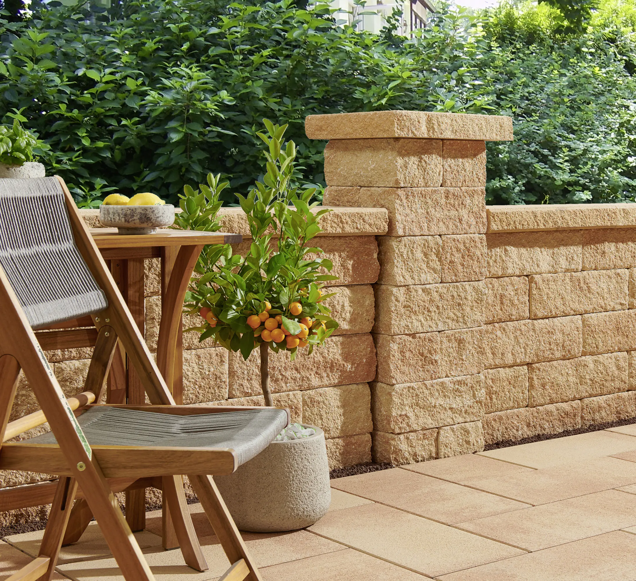 Kann Bruchsteinmauer Pfeilerabdeckung 47,2 x 47,2 x 8 cm sandsteinfarben