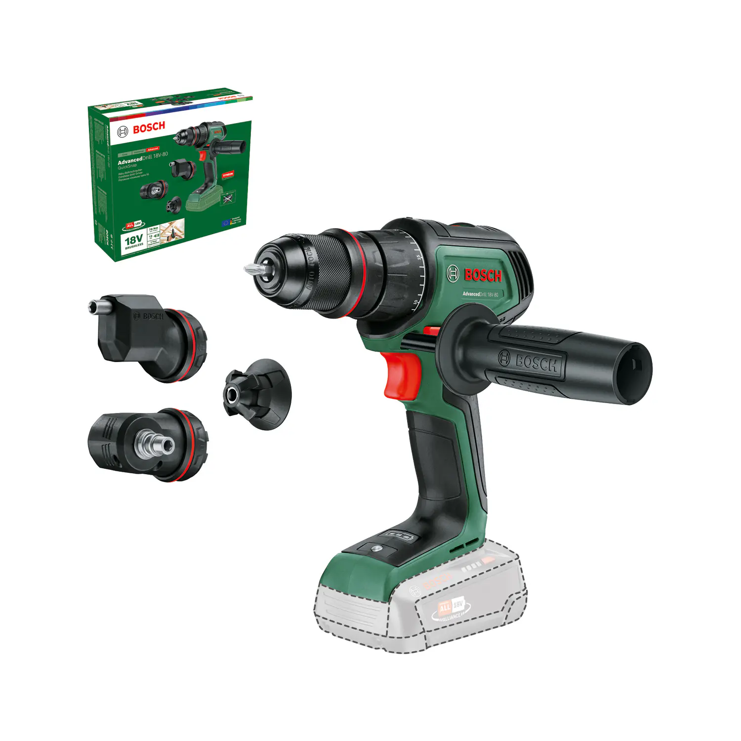 Bosch Akku-Bohrschrauber AdvancedDrill 18V-80 QuickSnap Solo Bosch Akku-Bohrschrauber AdvancedDrill 18V-80 QuickSnap Solo