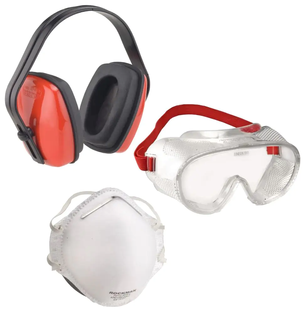 Arbeitsschutz-Set 3-teilig Brille Gehörschutz Maske Arbeitsschutz-Set 3-teilig Brille Gehörschutz Maske