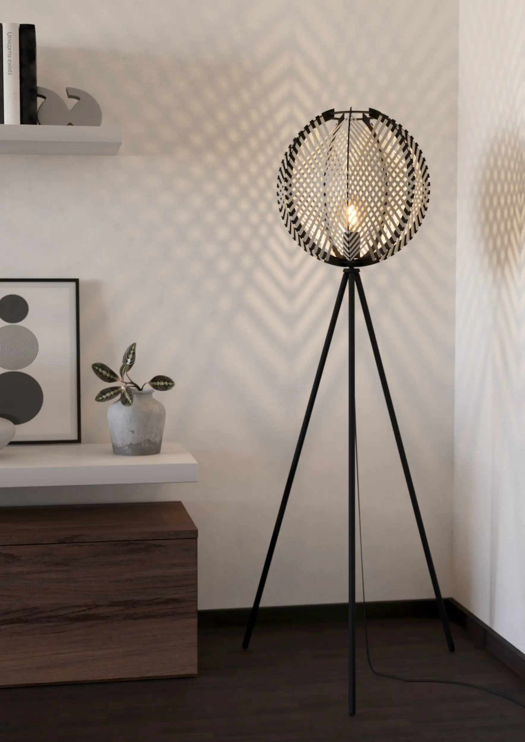 Eglo Stehleuchte Waverton schwarz weiß 143 x 40 cm E27