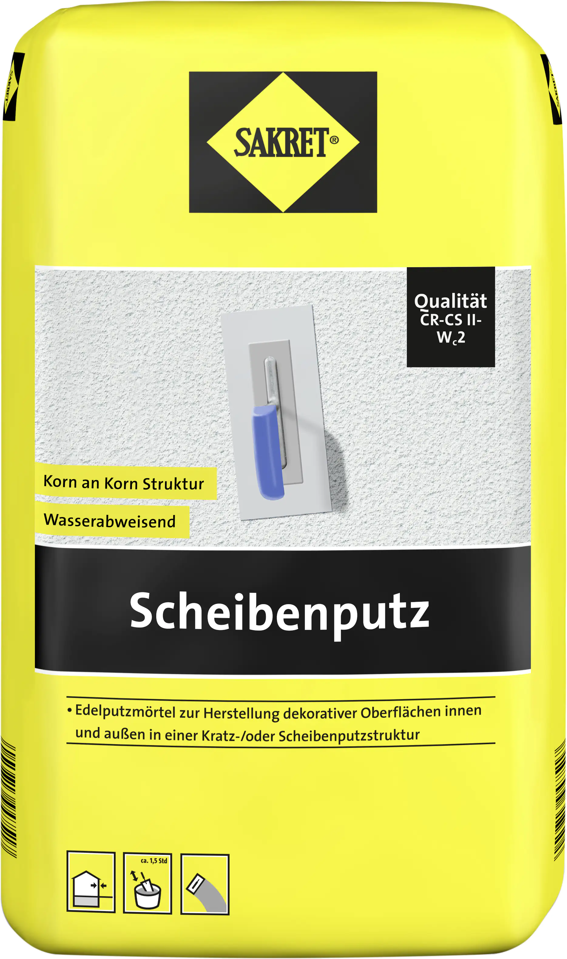Sakret Scheibenputz 25 kg Sack weiß Körnung: 2 mm Sakret Scheibenputz 25 kg Sack weiß Körnung: 2 mm