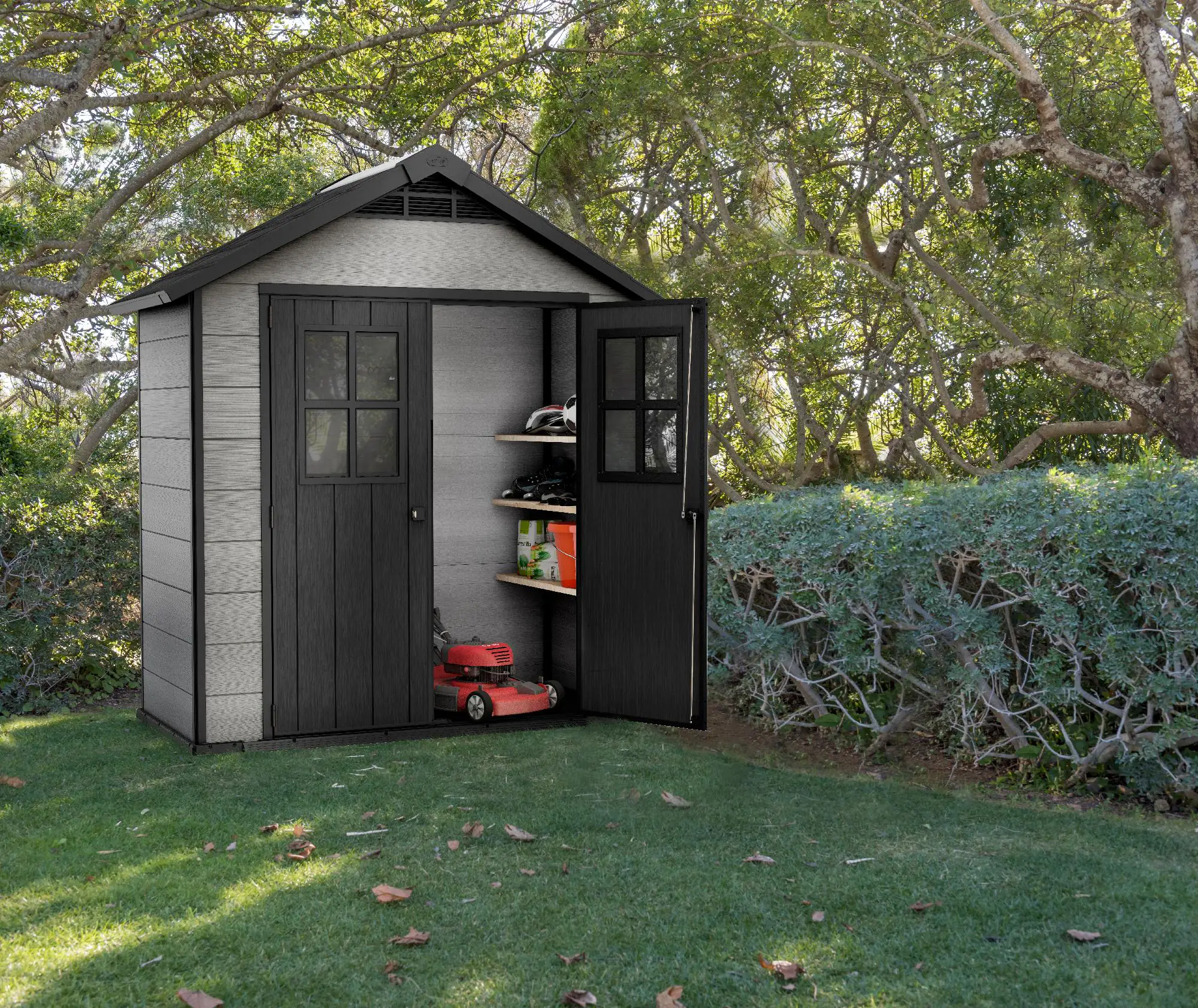 Keter Gerätehaus Oakland 754, Grau, 4,3m³, 229,6 x 124,8 x 253 cm, Duotech Struktur Keter Gerätehaus Oakland 754, Grau, 4,3m³, 229,6 x 124,8 x 253 cm, Duotech Struktur