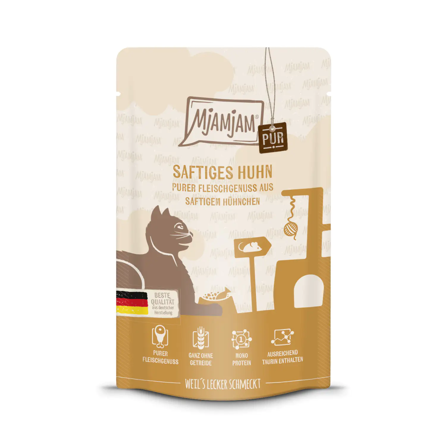 4260512870911 MjAMjAM Quetschie purer Fleischgenuss Hühnchen pur Katzenfutter 125 g