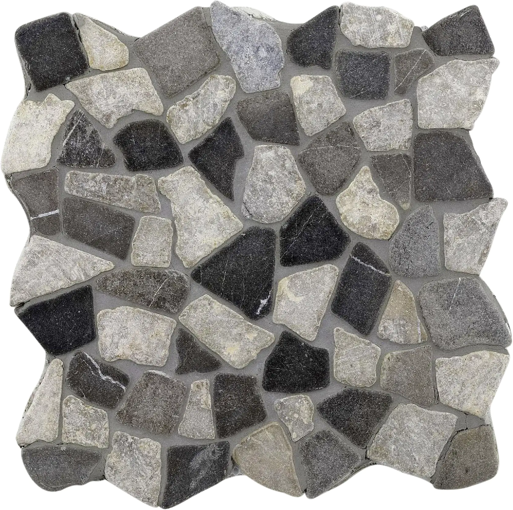 Mosaikfliese Marmor Bruch 30 x 30 cm schwarz-grau