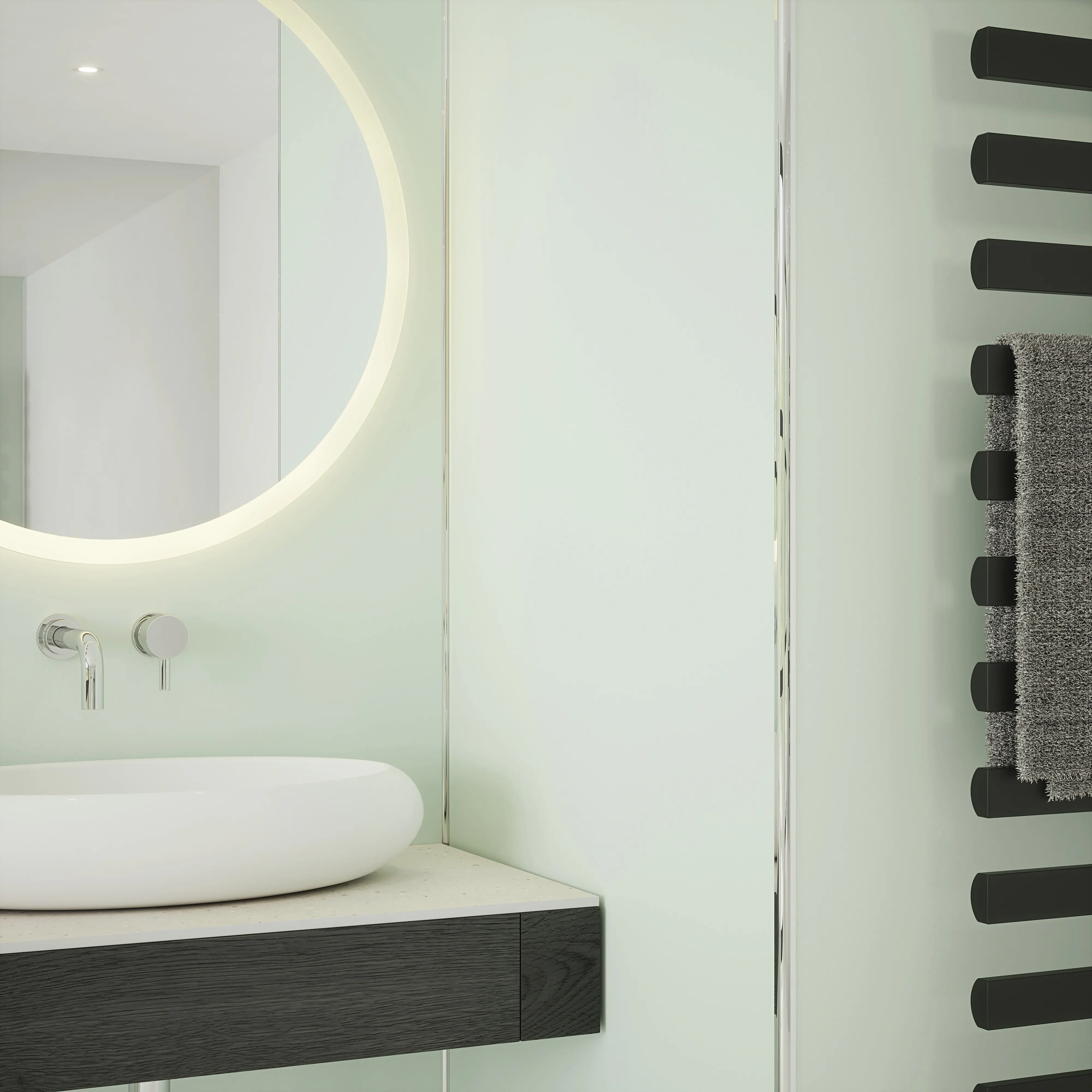 Wetwall Alloy Duschrückwand Terra Grey/Seabreeze Green 90 x 244 cm