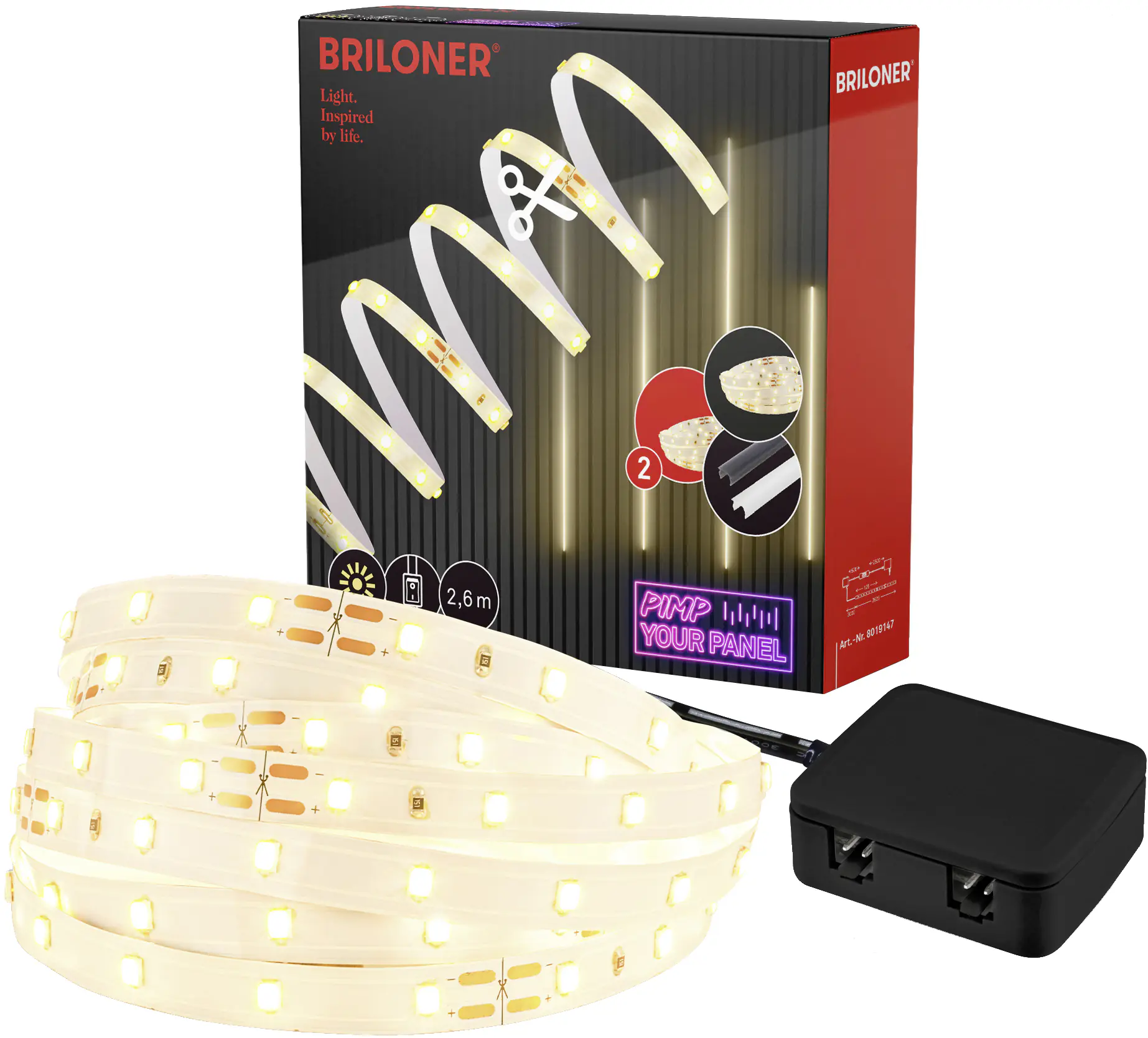 Briloner LED-Stripe Pimp your Panel Warmweiß, 2,6 m, 3000K 1300 lm Erweiterungsset