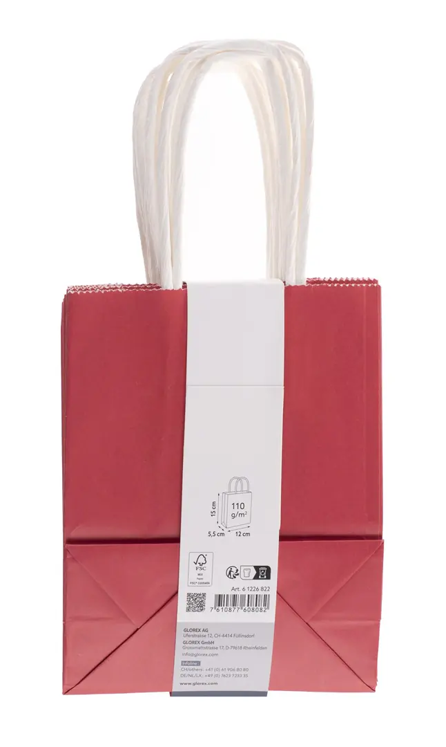 Glorex Papiertragetasche mit Kordelgriff rot 10 Stk. 12 x 15 cm