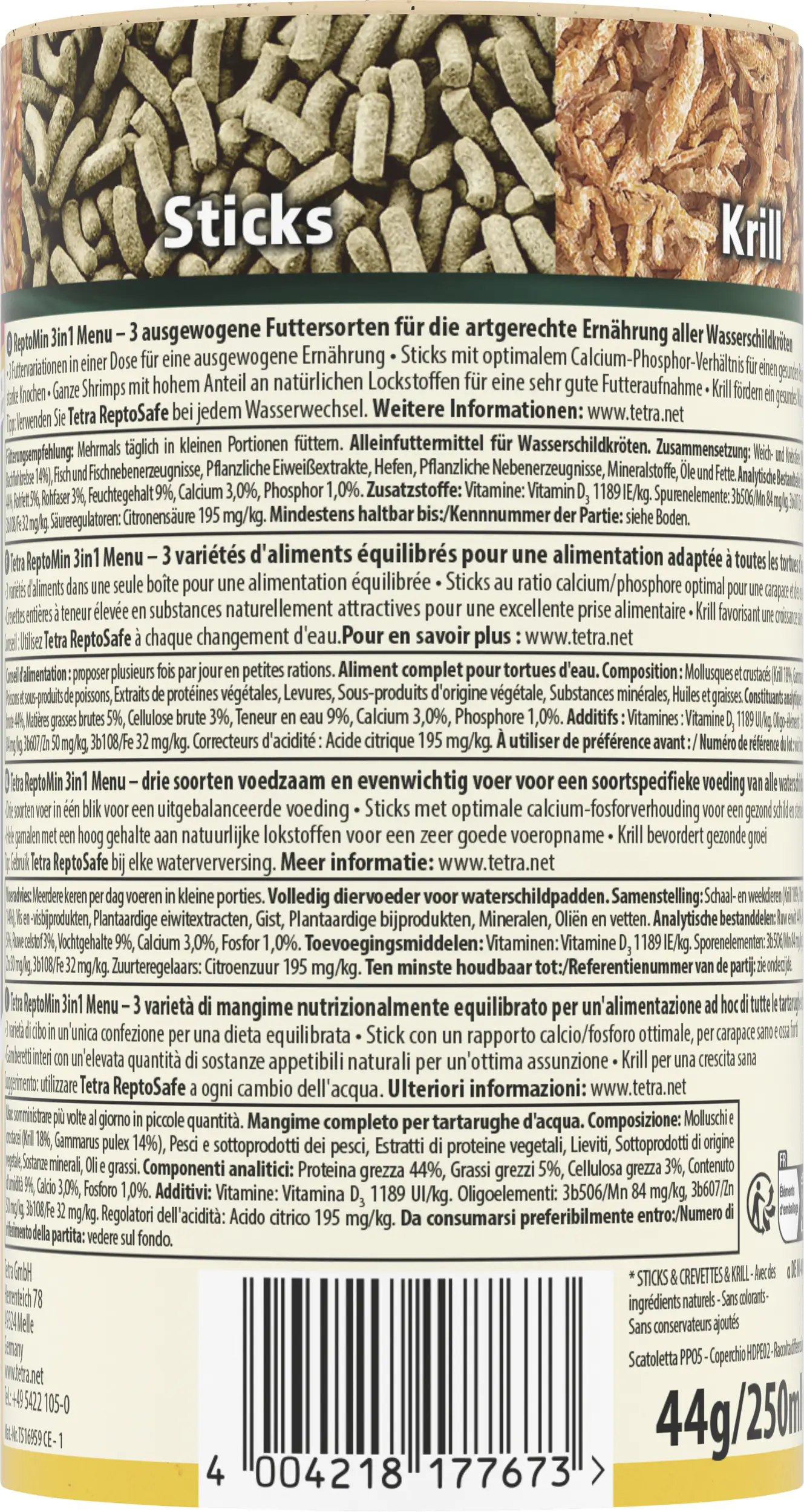 Tetra ReptoMin Menu 250 ml Tetra ReptoMin Menu 250 ml