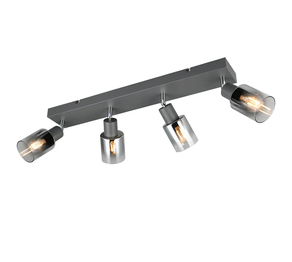 Reality Deckenstrahler 4er Spot Cadiz E14  schwarz Metall Glas