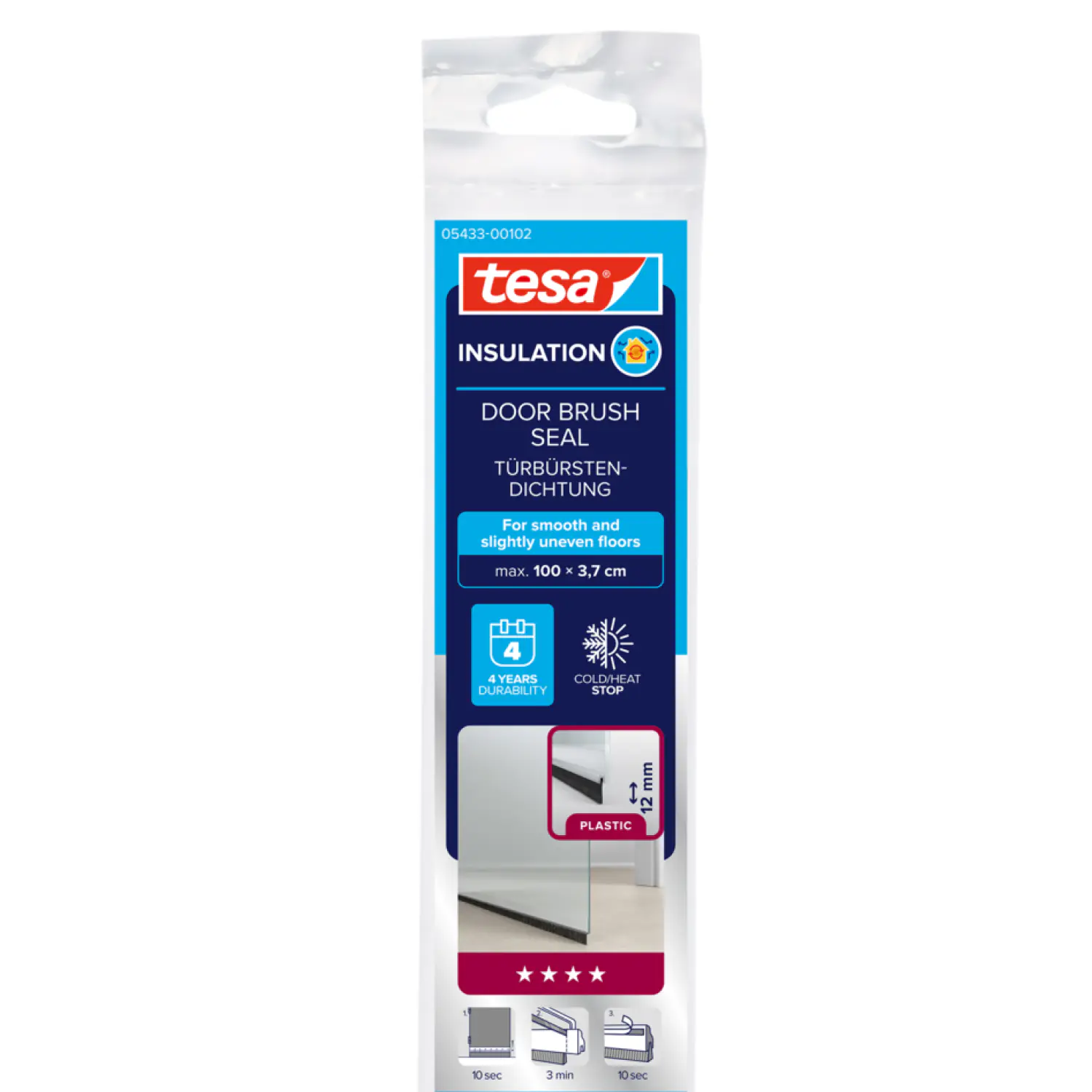 tesa Moll Türdichtschiene transparent, für Spalten bis 12 mm