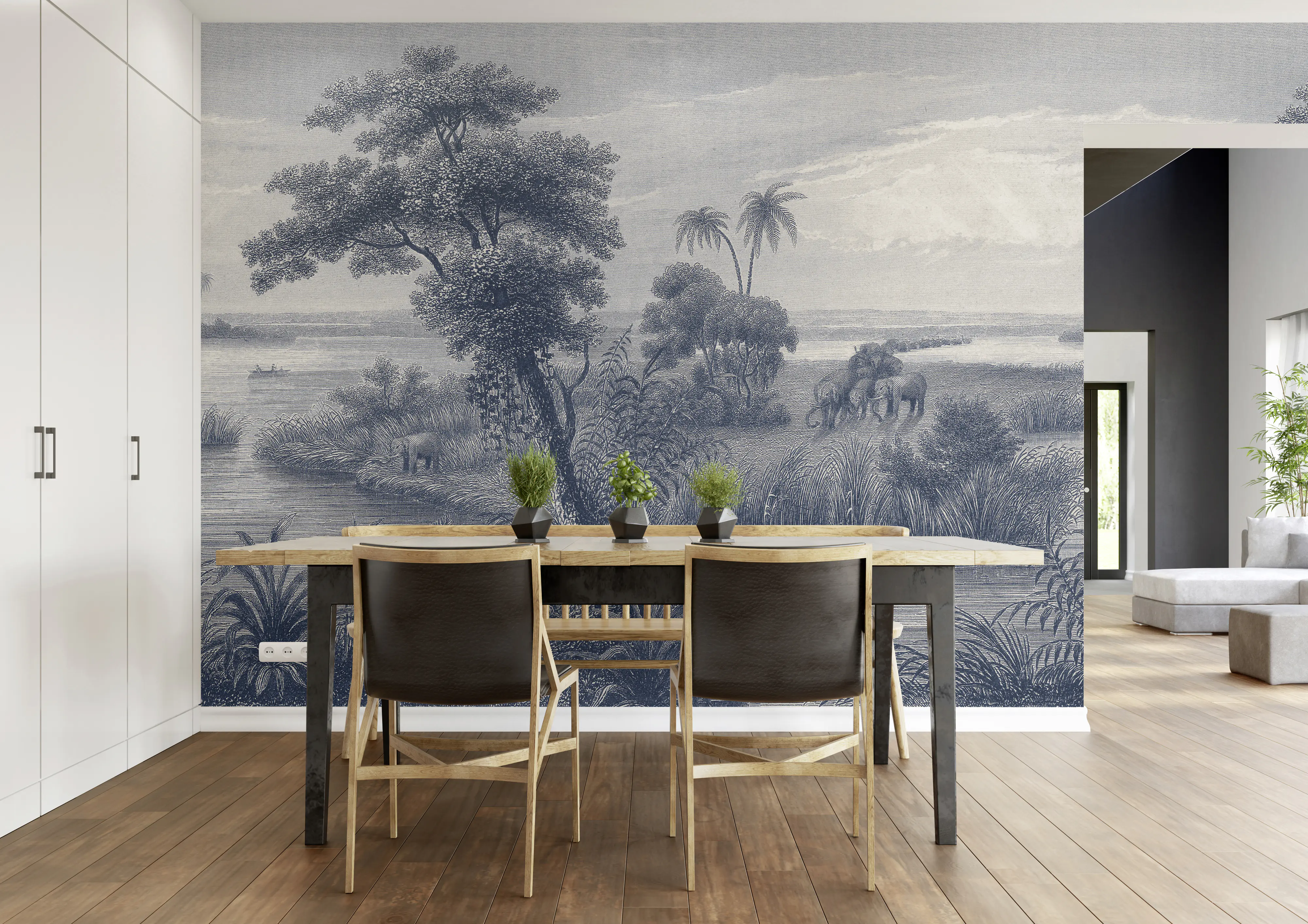 Rasch Vlies Fototapete 556117 Blau-Mittelblau Muster & Motive 3 m x 4,24 m