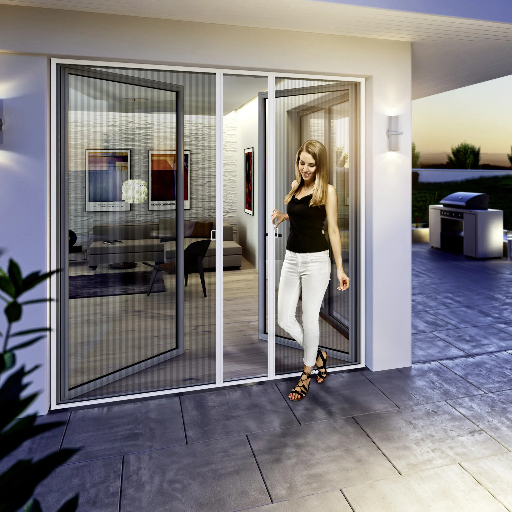 Windhager IS Maßplissee Tür bis 240 x 240 cm schwarz/weiß