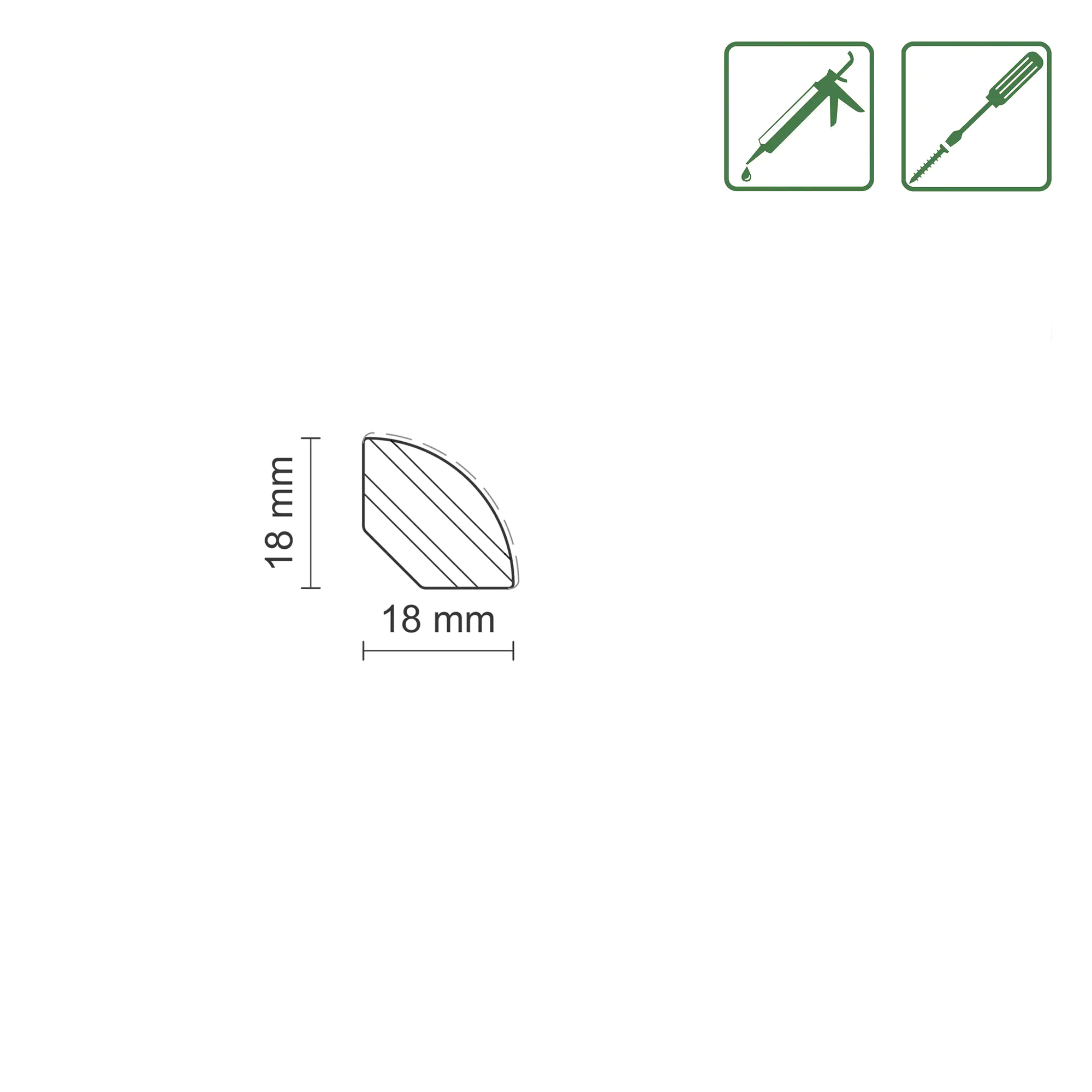 FN Neuhofer Viertelrundstab L0185 RAL9010 240 cm 18 x 18 mm