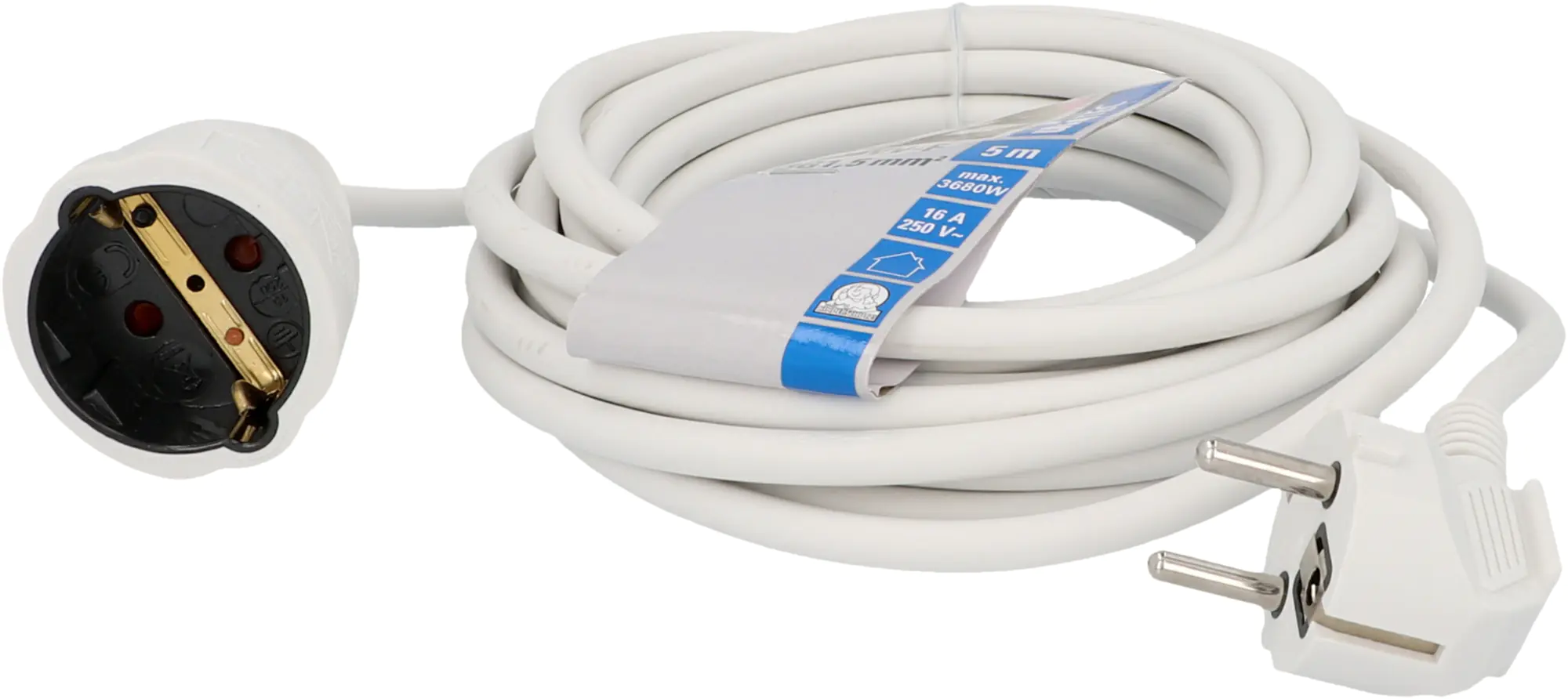 Unitec Schutzkontakt-Verlängerungskabel 5 m H05VV-F 1,5 mm² weiß Unitec Schutzkontakt-Verlängerungskabel 5 m H05VV-F 1,5 mm² weiß