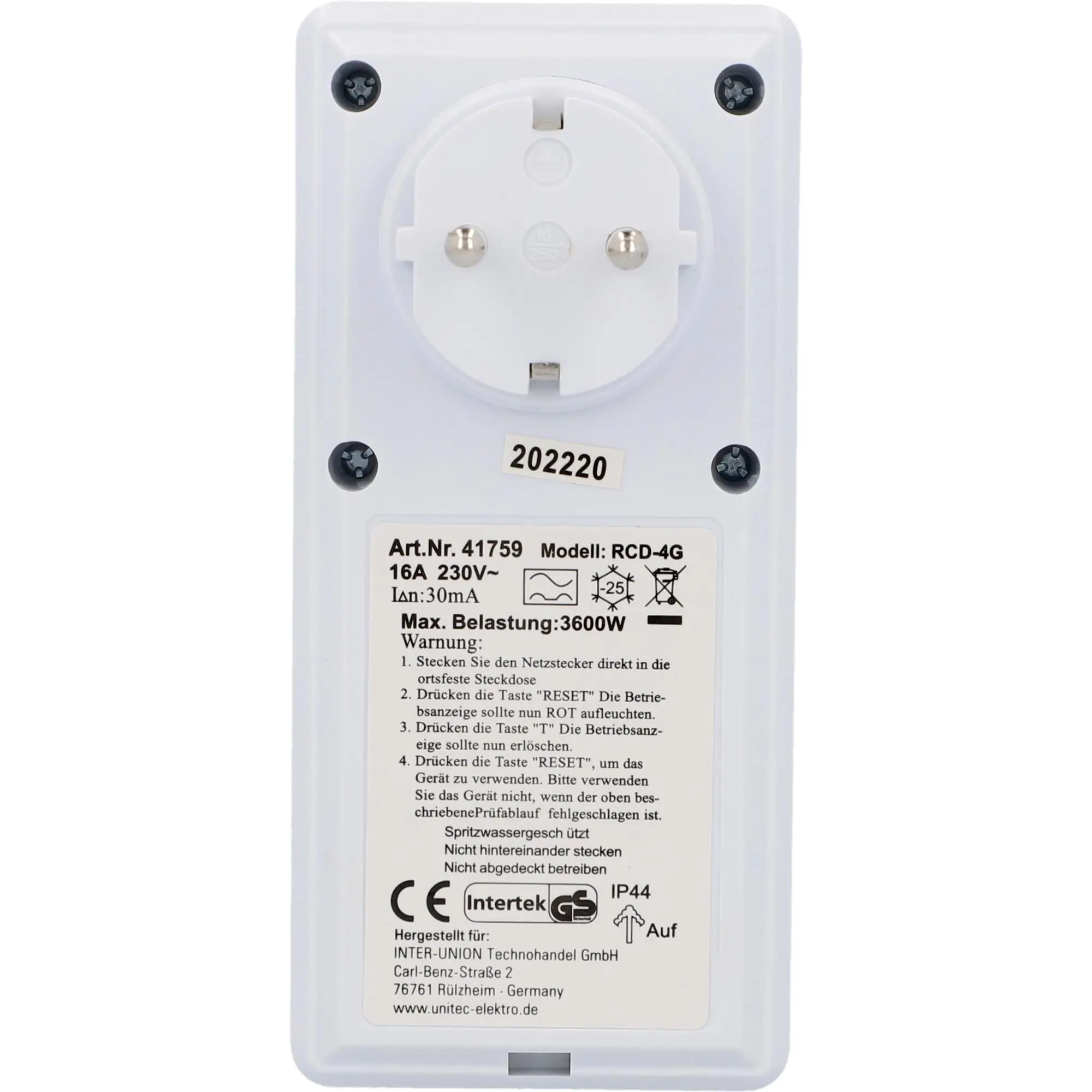 Personenschutz Adapter IP44 weiß Personenschutz Adapter IP44 weiß
