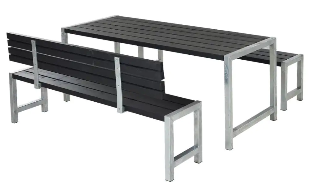 Plus Planken-Garnitur 3-teilig mit 1 Rückenlehne, schwarz