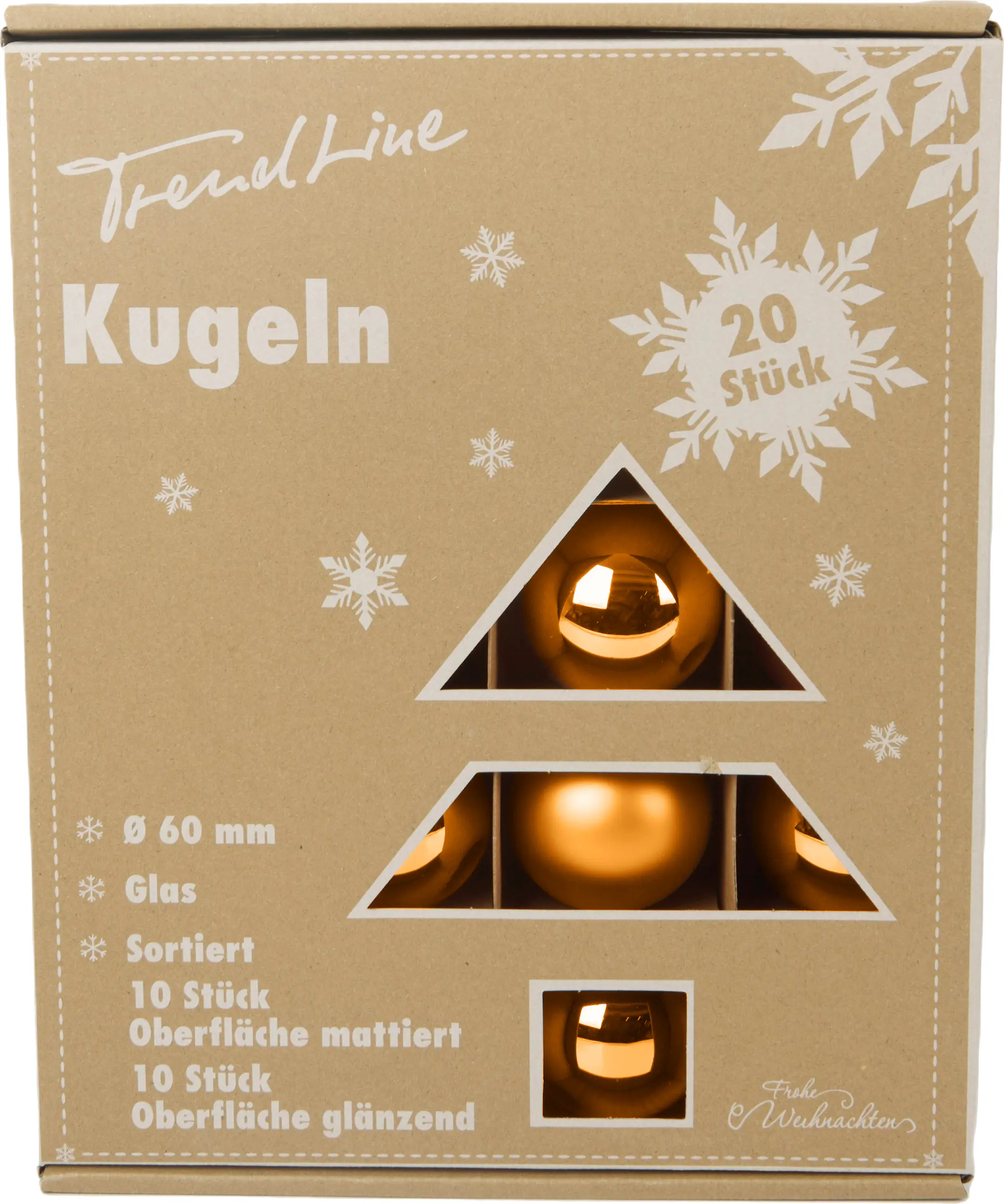 TrendLine Weihnachtskugeln aus Glas Ø 6 cm bernstein 20 Stück