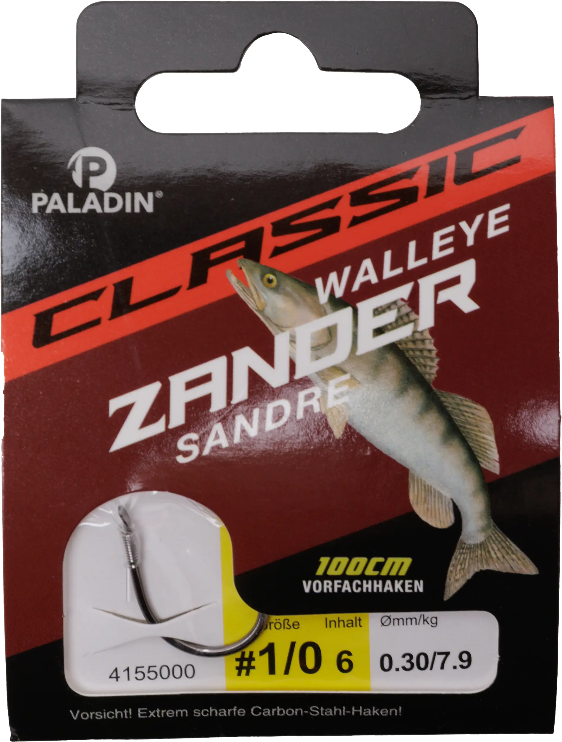 Paladin Zanderhaken gebunden Größe 1/0 100 cm 6 Stück gunsmoke 