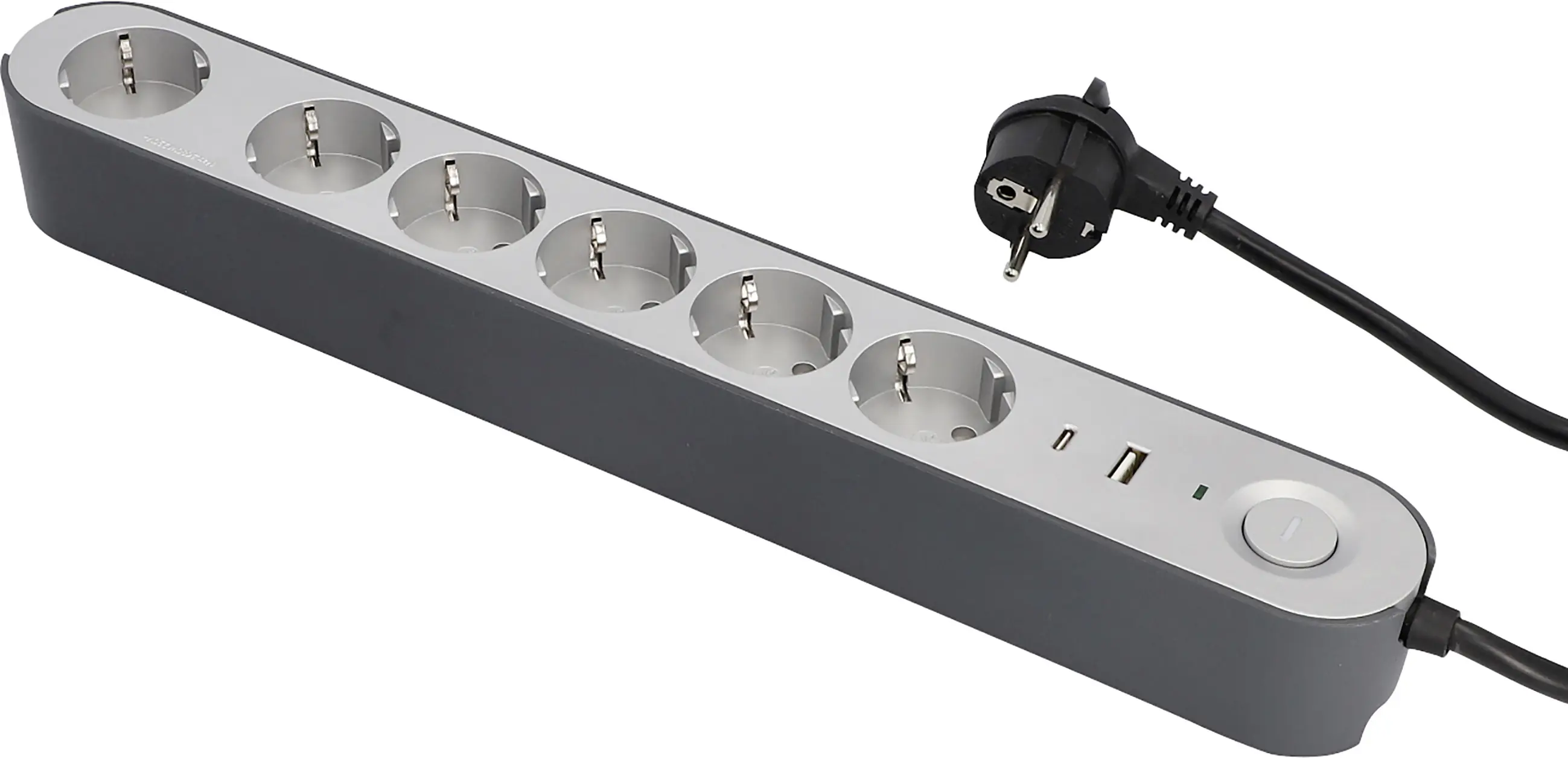 Unitec Steckdosenleiste Greenline 6-fach 1,8 m mit USB A/C Ladebuchse silber anthrazit Unitec Steckdosenleiste Greenline 6-fach 1,8 m mit USB A/C Ladebuchse silber anthrazit