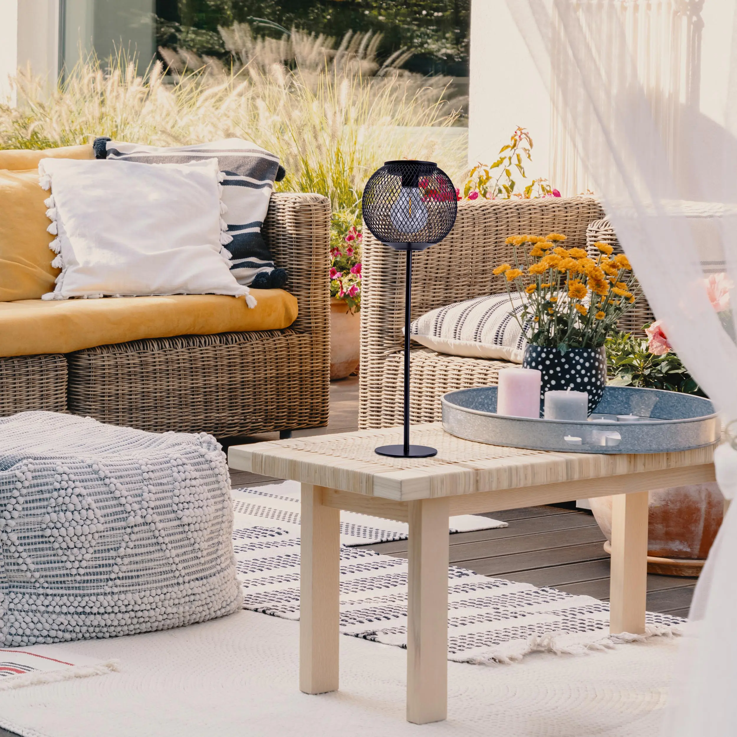 Näve Solar-Gartenleuchte LED mit Dämmerungssensor Geli 46,5 cm schwarz