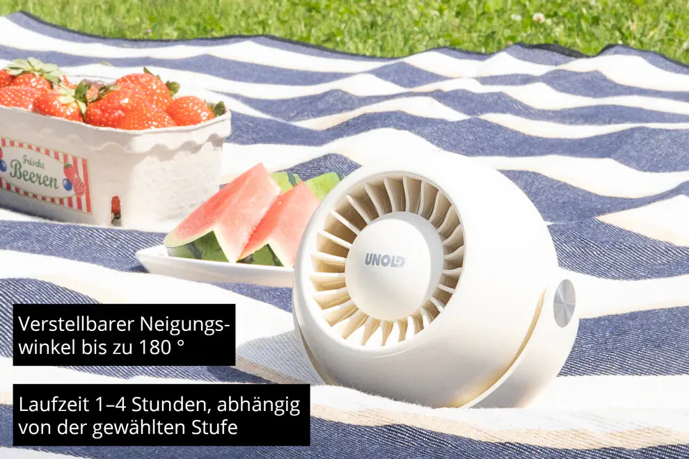 Unold Akku-Ventilator Breezy Bowl Ø 9 cm 6 W 3 Stufen creme