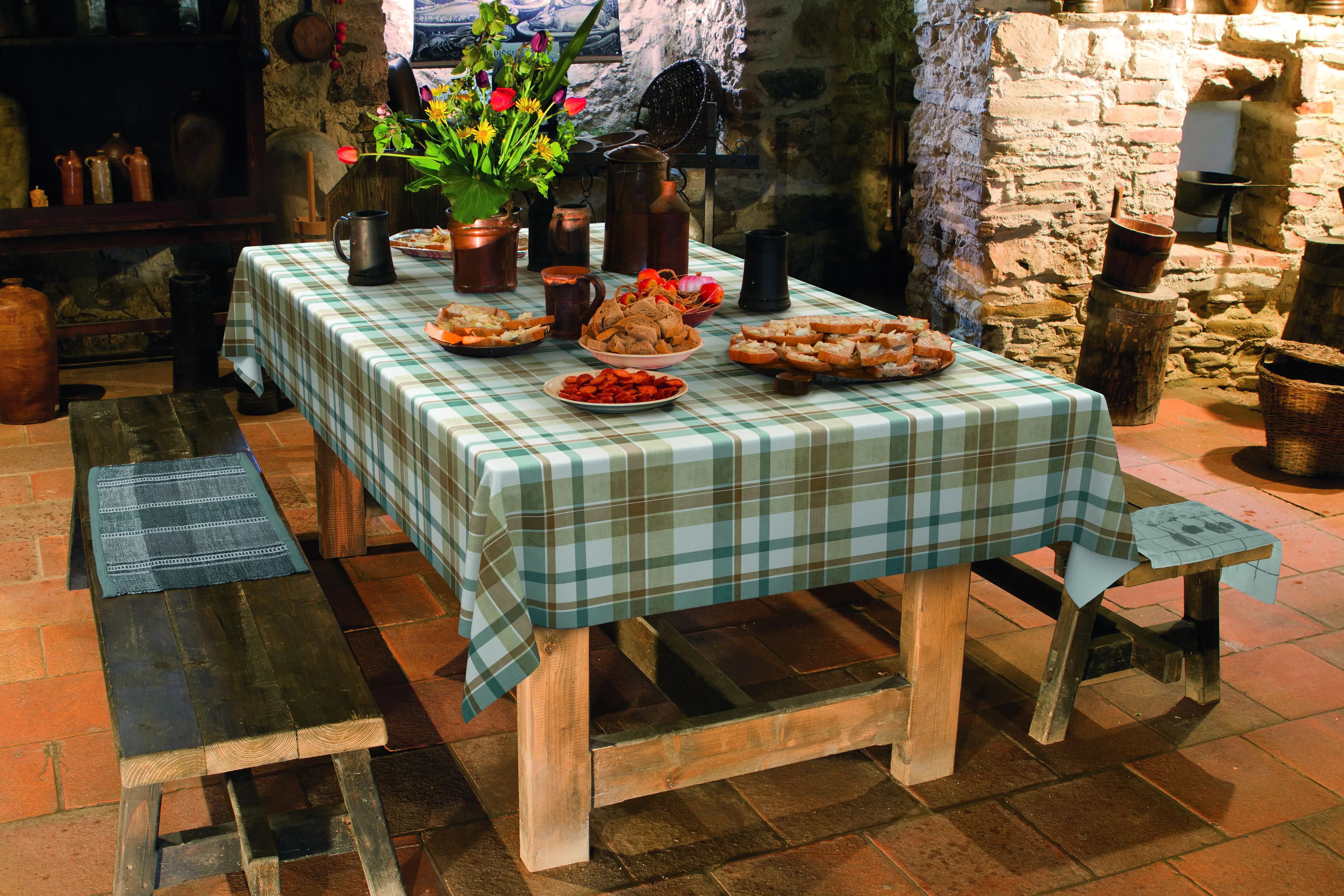 d-c-table® Tischdecke Manhattan Borneo 150 cm rund, blau