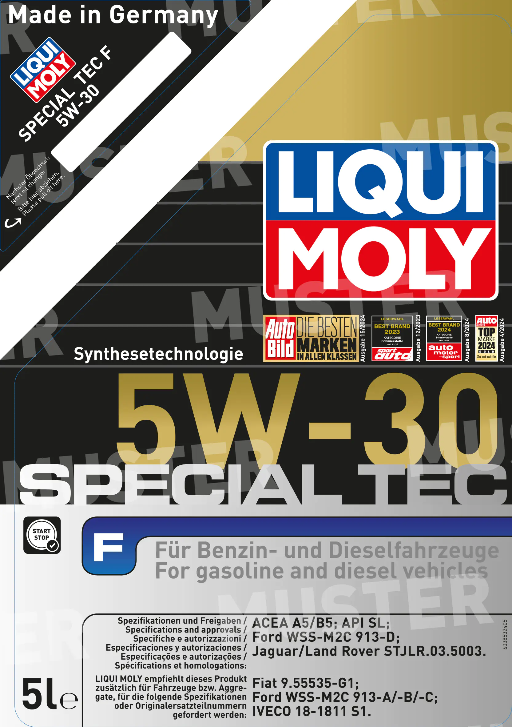 Liqui Moly Motoröl Leichtlauföl Special Tec F 5W-30 5 L Liqui Moly Motoröl Leichtlauföl Special Tec F 5W-30 5 L