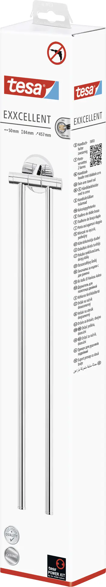 tesa Handtuchhalter Exxcellent Metall, chrom, 2-armig, rostfrei