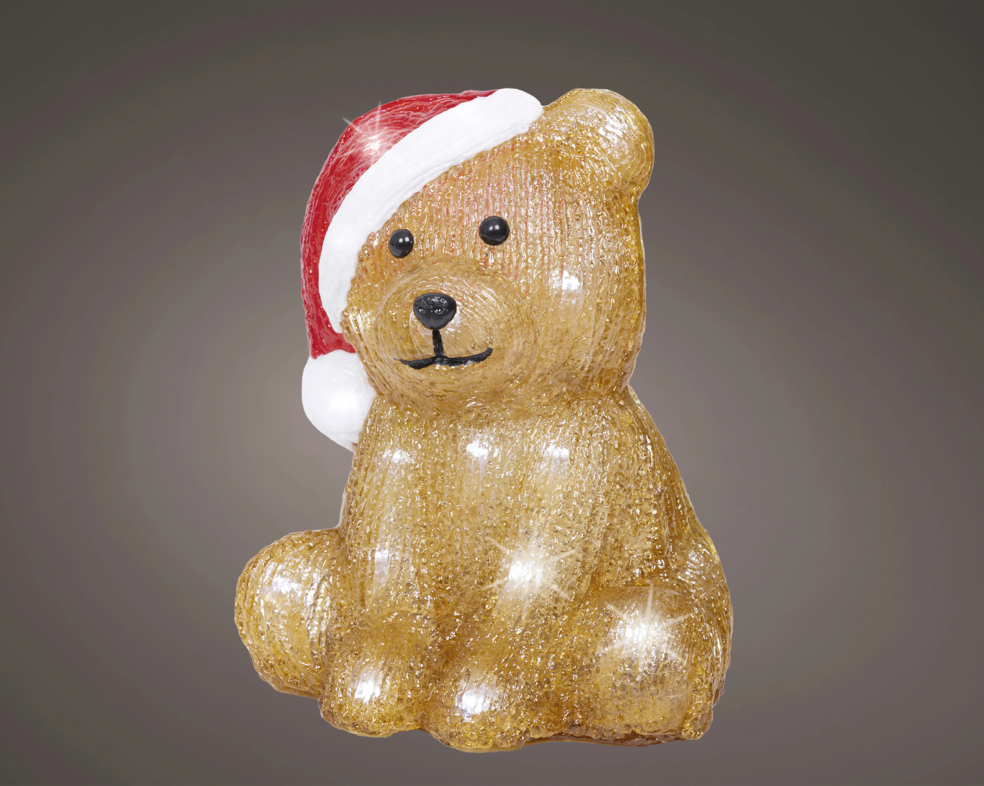 Lumineo LED Bär batteriebetrieben sitzend mit Timer 18 cm kaltweiß braun