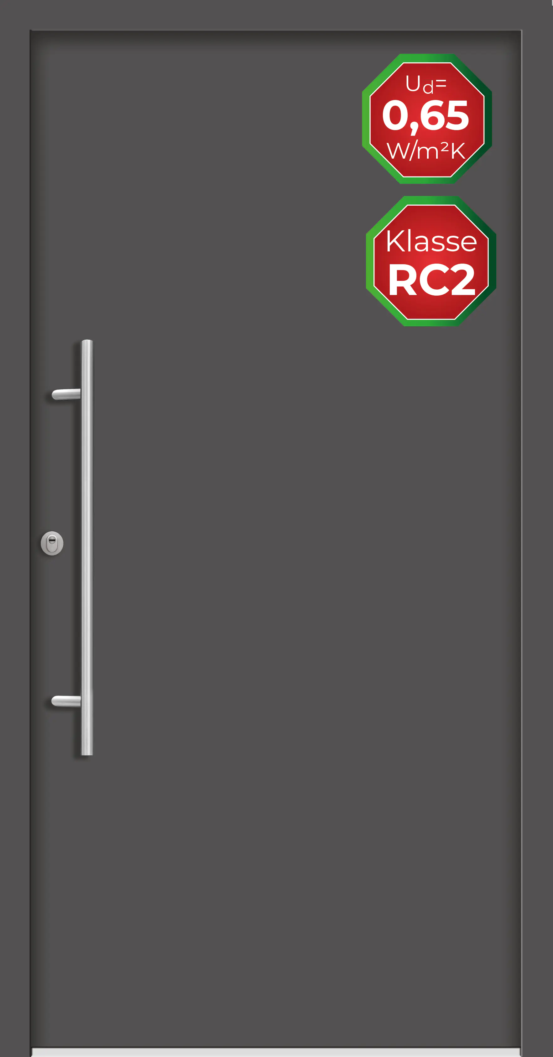 Splendoor Haustür Passivedoor Premium B05 RC2 Anthrazit DIN Links 110 x 210 cm