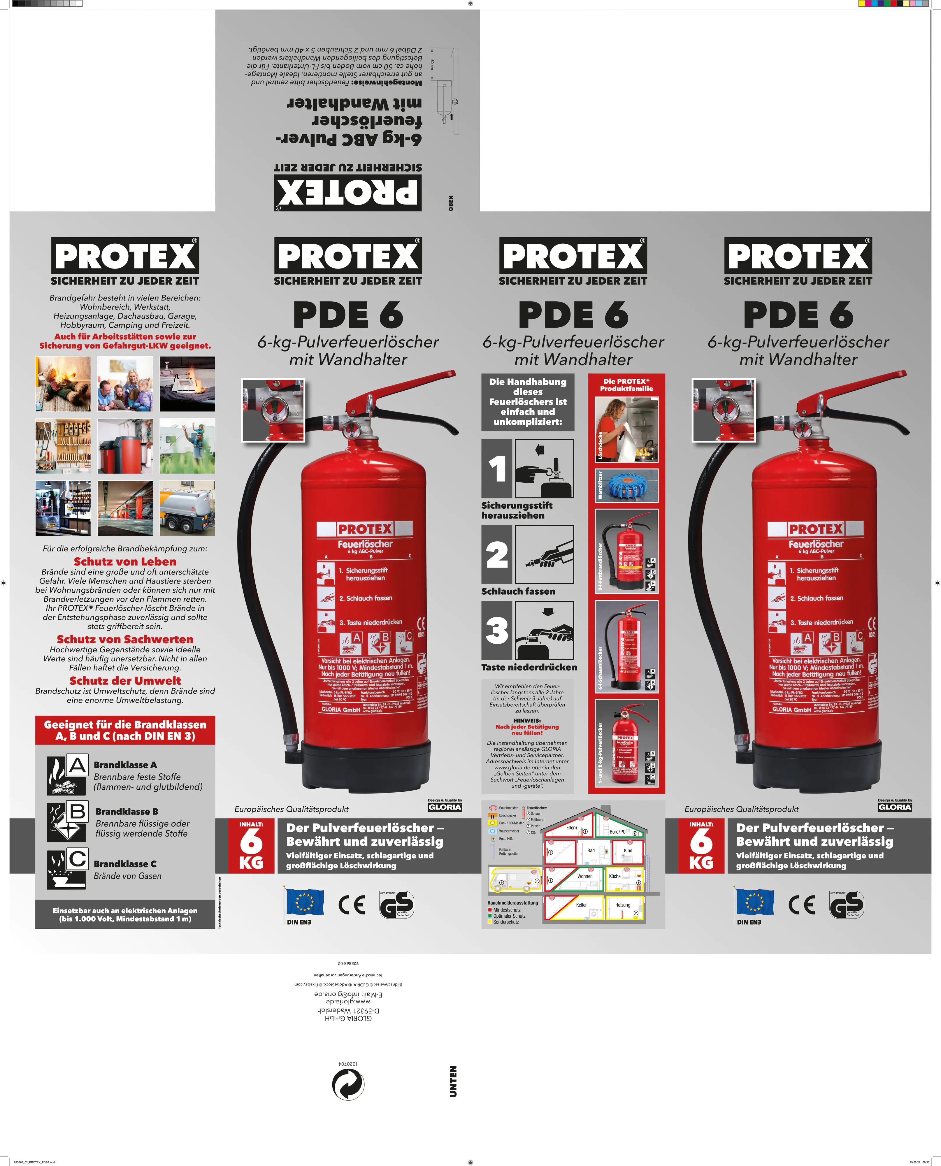 Protex Feuerlöscher PDE 6 GA Pulver Löschmittel Protex Feuerlöscher PDE 6 GA Pulver Löschmittel