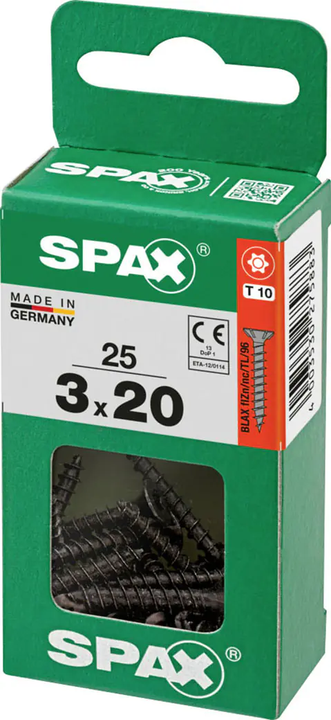 Spax Universalschrauben 3 x 20 mm T10 Vollgewinde - 25 Stk. 